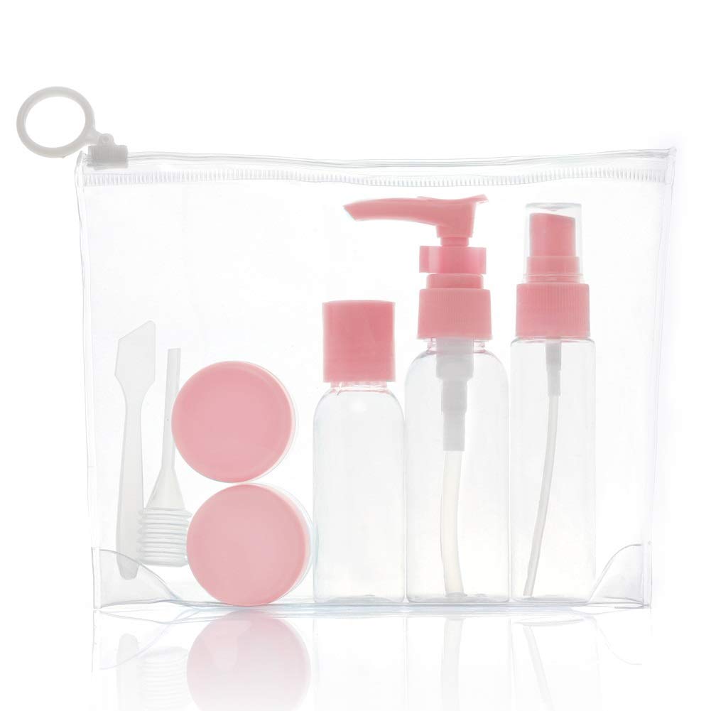 Hazmemejor Travel Bottle Set - Leakproof Plastic Spray Bottles for Shower Gel & Lotion | Portable Toiletries Containers for Travel, Gym, Camping & Airplane Carry-On