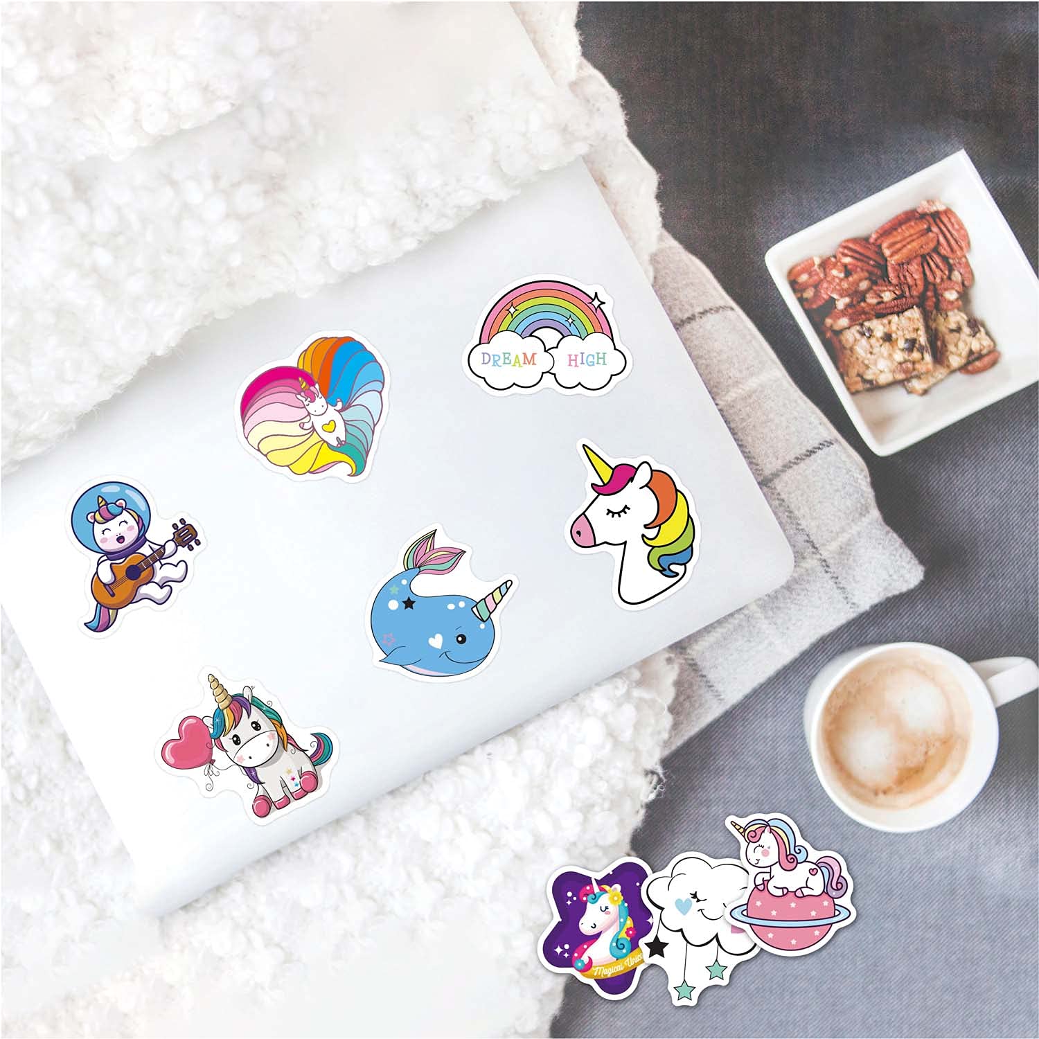 100pcs Cute Unicorn Vinyl Stickers Pack - Waterproof Decals for Laptop, Water Bottle, Luggage, Skateboard, Snowboard - Perfect for Girls, DIY Crafts, Room Decor & Gift Giving