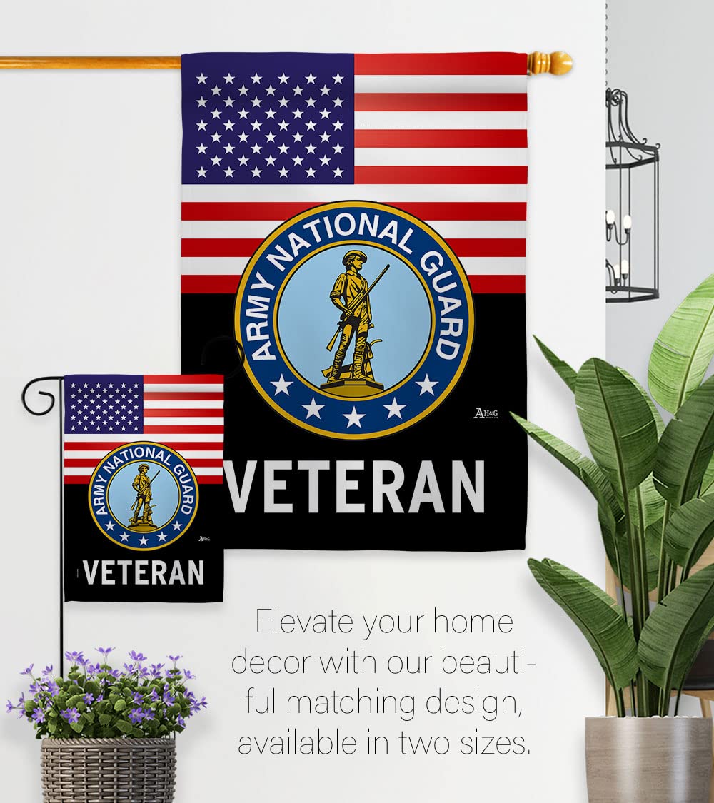 US Army Veteran Garden Flag Set with Stand - Double-Sided Military Yard Banner for Home Decor