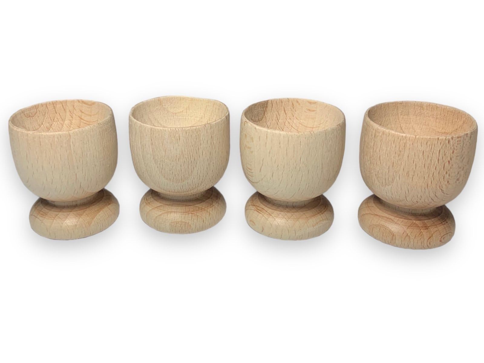 Efo Wooden Egg Cups Set of 4 - Natural Unfinished Wood Boiled Egg Holders for Easter Decor, DIY Arts and Crafts - Perfect Easter Gift for Breakfast, Kitchen Decor, and Holiday Table Setting