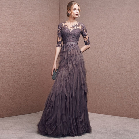 Elegant Lace Sleeves A-Line Long Prom Dress for Formal Evening Party - J3322 | Perfect for Homecoming, Wedding Guest & Black Tie Events