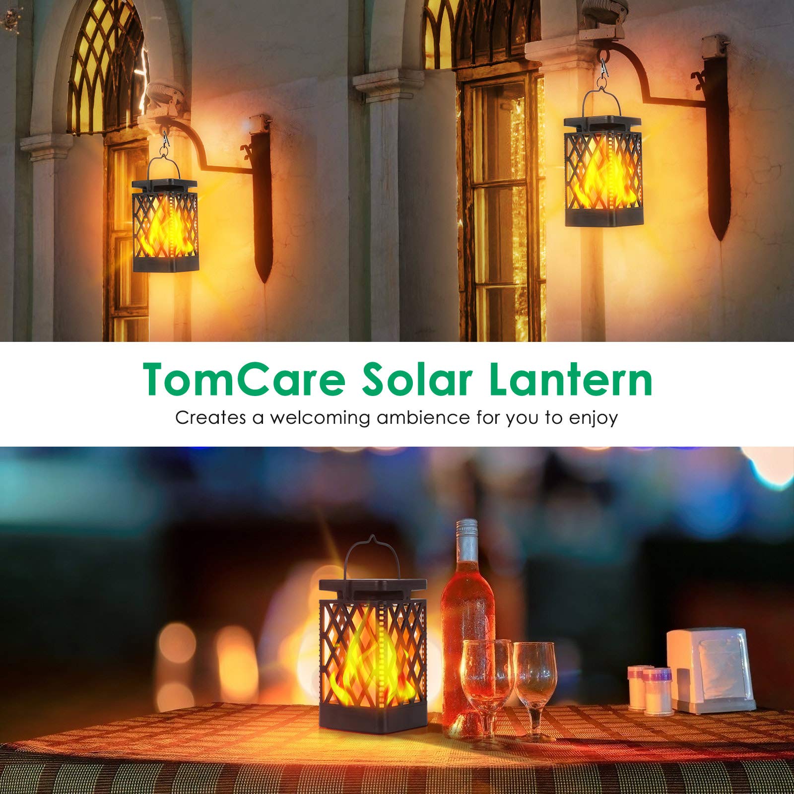 TomCare Solar Torch Lights Outdoor - Waterproof Flickering Flame Solar Lights for Garden, Patio, Yard - Decorative Landscape Lighting for Pathways, Poolside & Backyard Ambiance
