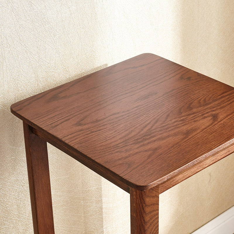 Solid Oak Wood Walnut Finish Flower Stand - Rustic Home Decor for Living Room, Balcony & Garden Plant Display