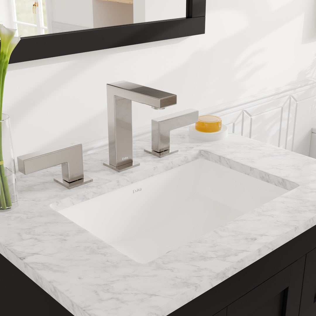 Eviva Acclaim C 24 Inch White Bathroom Vanity with Sink - Modern Single Sink Vanity for Small Bathrooms, Space-Saving Design with Soft-Close Doors and Drawers (Perfect for Apartments, Powder Rooms & Guest Baths)