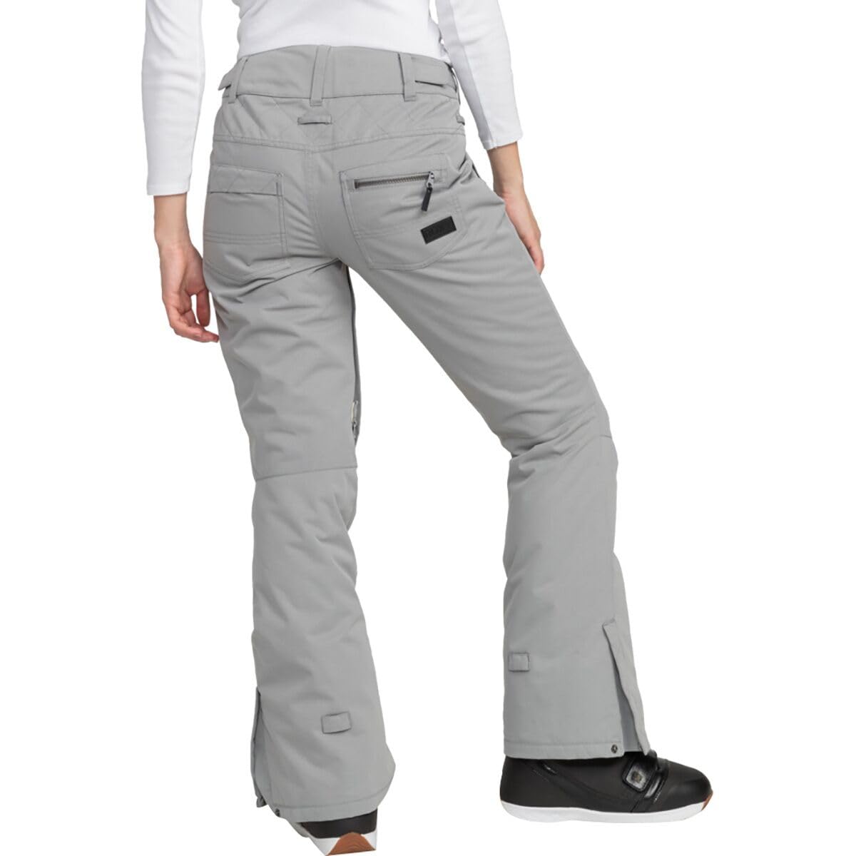 Roxy Women's Nadia Snow Pants with DryFlight Waterproof Technology - Heather Grey (SJEH), Large - Skiing, Snowboarding & Winter Outdoor Activities
