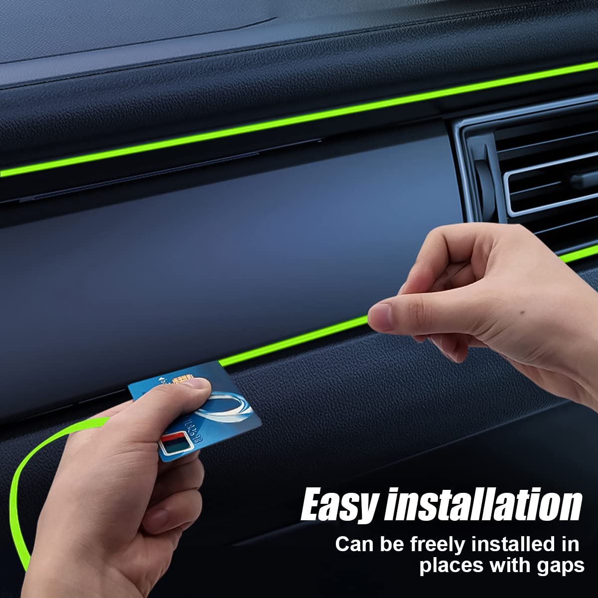 EL Wire Car Interior LED Strip Lights - 16FT Neon Light with Sewing Edge for Auto Cigarette Lighter | Electroluminescent Ambient Lighting Kit with Fuse Protection | Perfect for Car Decoration, Night Driving & Interior Accent Lighting (Light Green)