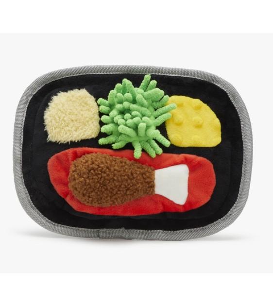 $18 ONLY: BarkShop Tubular TV Dinner Dog Plush Toy - Durable Chew Toy for Small & Medium Dogs - Perfect for Playtime, Training & Cuddling at Home