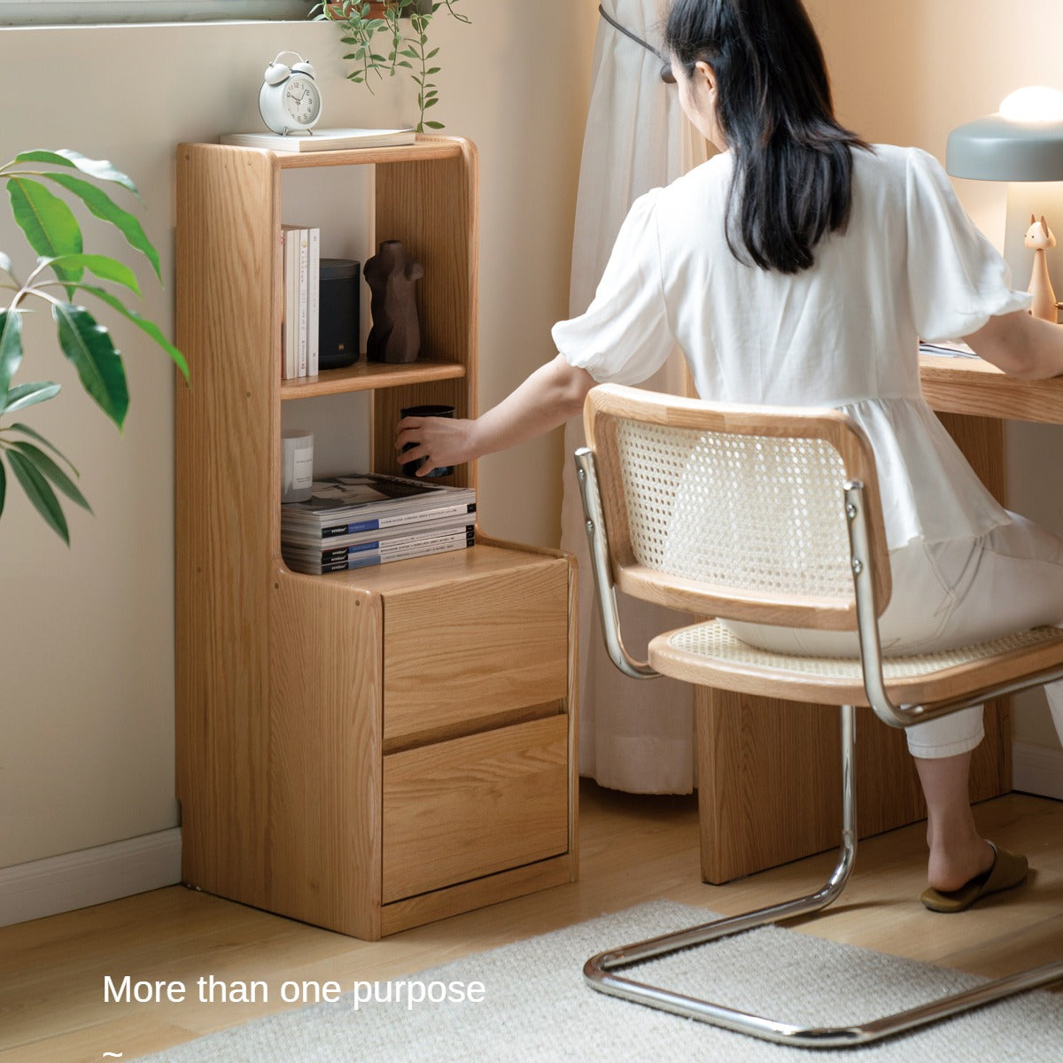 Solid Oak Wood Nightstand - Sturdy & Elegant Bedside Table for Bedroom, Living Room, or Office - Perfect for Storage & Décor