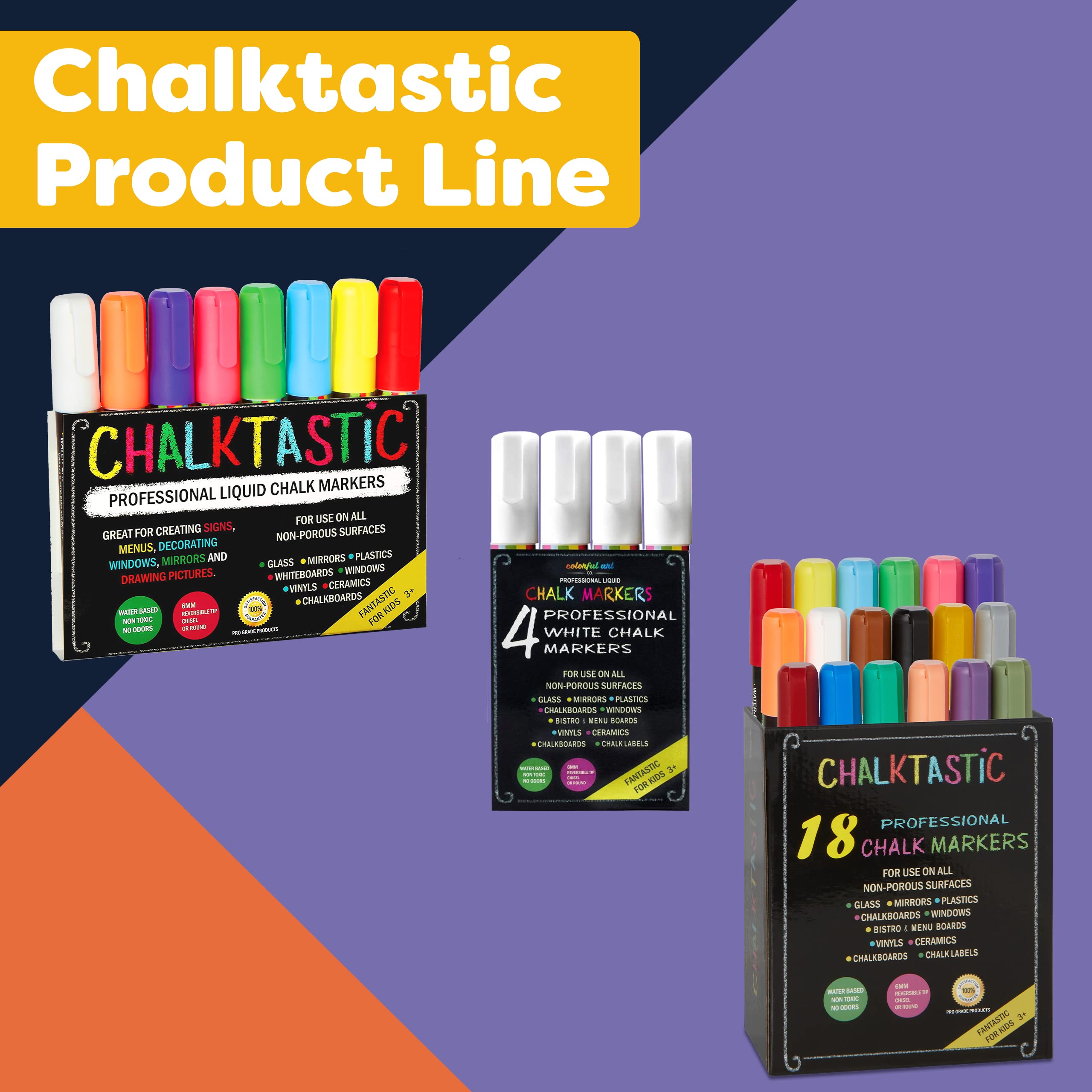 Metallic Liquid Chalk Markers - 8 Pack with Reversible 6mm Fine/Chisel Tip | Erasable Chalkboard Markers for Menu Boards, Glass, Windows, Blackboards & Signs | Perfect for Restaurants, Cafes, Bistros & Retail Displays