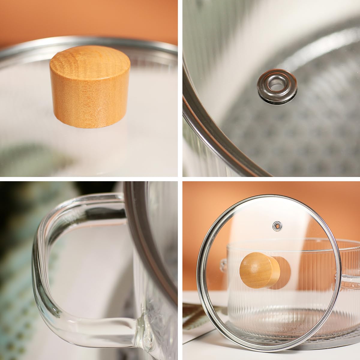 1.5L (50oz) Borosilicate Glass Cooking Pot with Lid - Heat Resistant Saucepan for Pasta, Soup, Milk & Baby Food | Includes Brush & Anti-Scalding Mat | Perfect for Stovetop, Microwave & Serving
