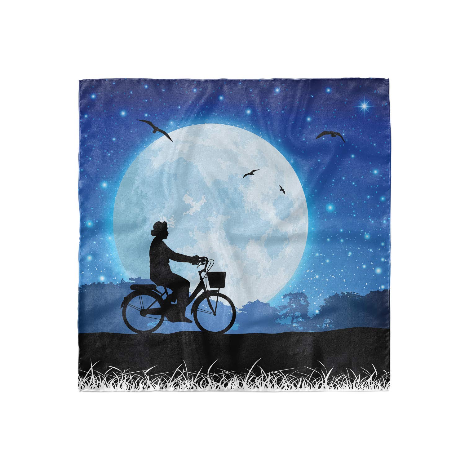 Ambesonne Moon Hair Scarf - Stylish Head Wrap with Bicycle Night Design for Women | Perfect for Cycling, Running, Yoga & Outdoor Activities