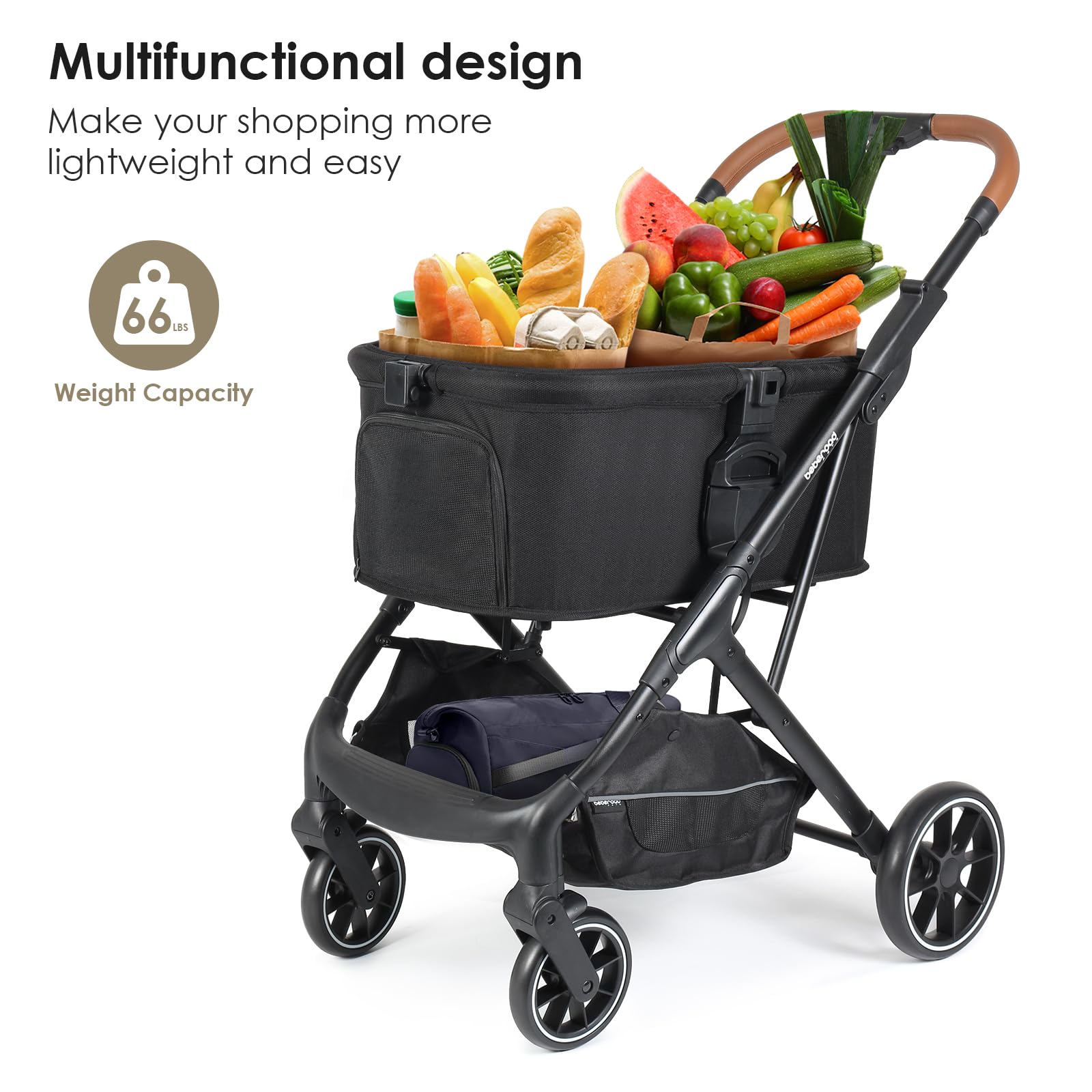 Premium T6 Luxury Pet Stroller for Medium Dogs Up to 66lbs or 2 Small Dogs & Cats - Foldable, Detachable Carrier with Wheels (Black) | Perfect for Outdoor Walks, Vet Visits & Shopping Trips