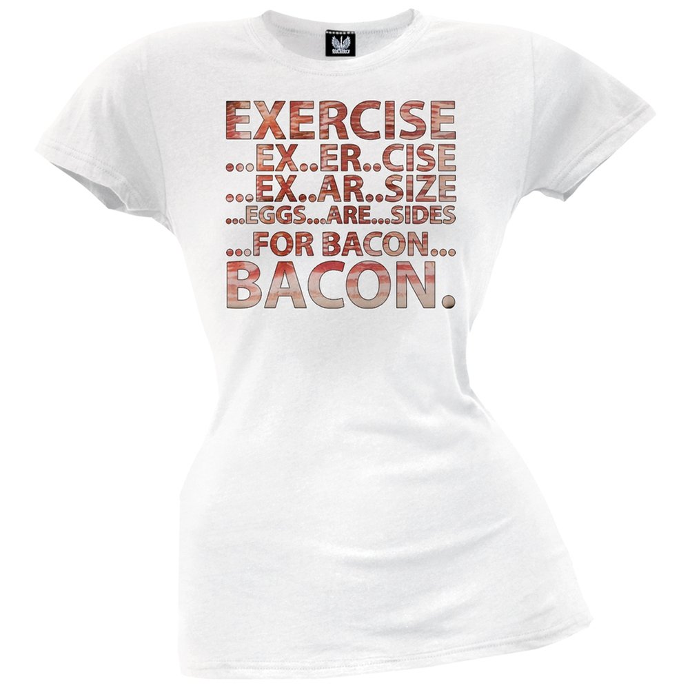 Bacon Juniors T-Shirt - Medium White for Gym & Casual Wear