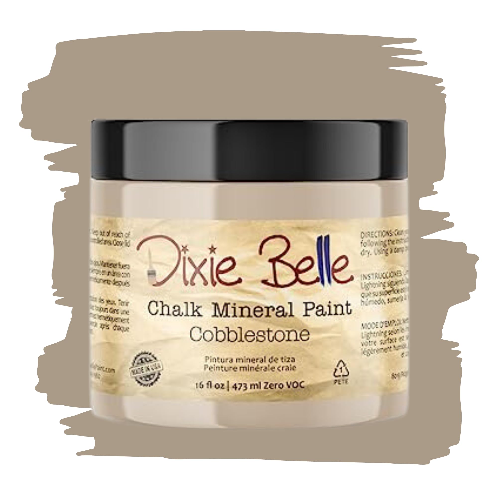Dixie Belle Chalk Mineral Paint - Cobblestone (16oz) | Matte Weathered Stone Finish | DIY Furniture Paint for Tables, Cabinets & Home Decor | Made in USA | Non-Toxic & Eco-Friendly