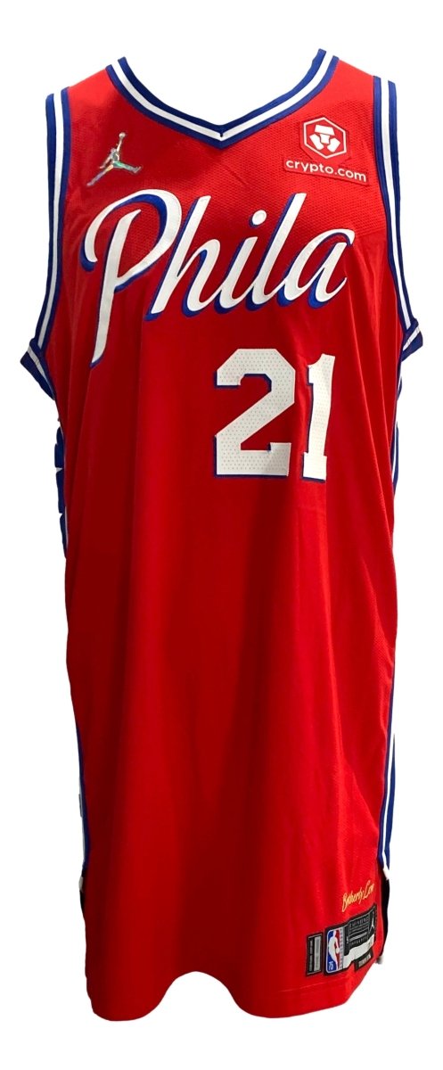 Authentic Joel Embiid Philadelphia 76ers Game-Worn Jersey from May 8, 2022 vs Miami Heat - Fanatics Certified with LOA - Perfect for NBA Memorabilia Collectors and 76ers Fans Display