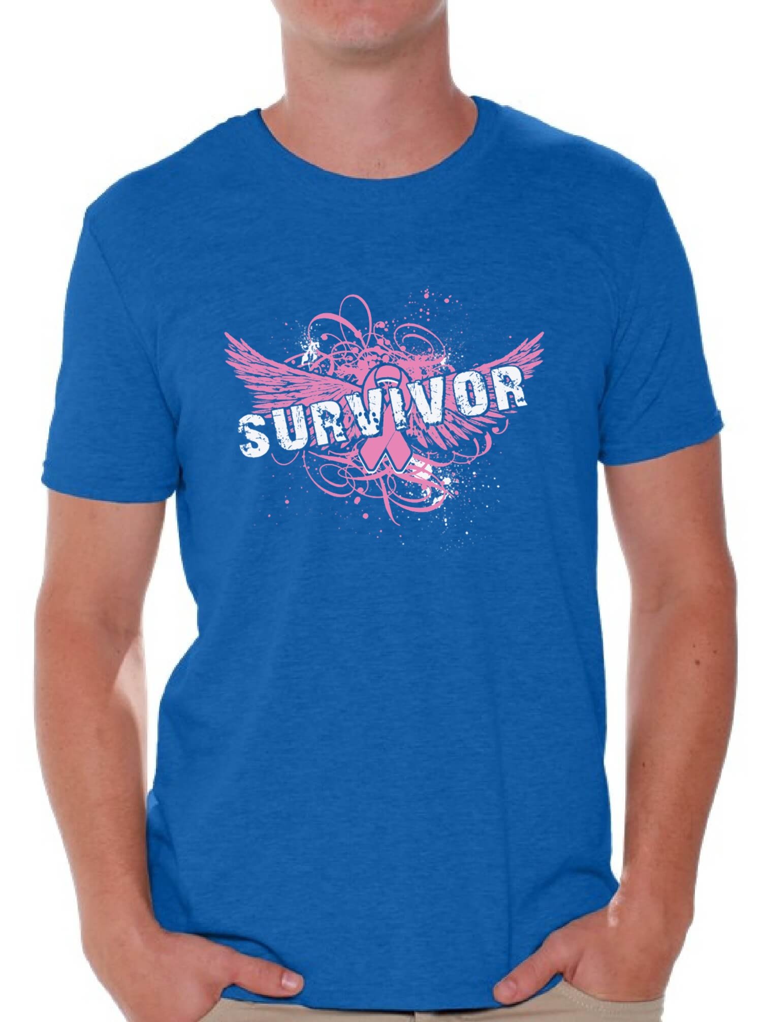 Survivor Pink Wings Breast Cancer Awareness T-Shirt - Support Ribbon Design with Free Bookmark - Comfortable Cotton Tee for Fundraising, Walks & Everyday Wear