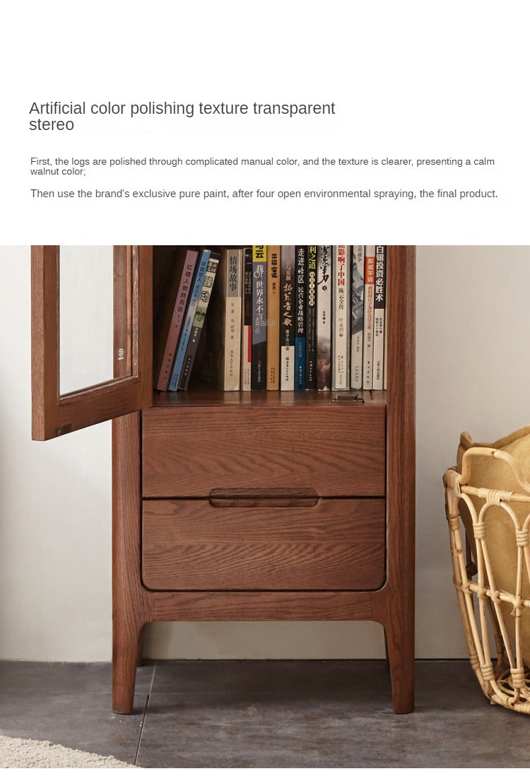 Solid Oak Wood Side Cabinet - Rustic Display Storage Shelf for Living Room, Bedroom & Entryway - Perfect for Home Decor & Organizing Books, Plants & Decorations