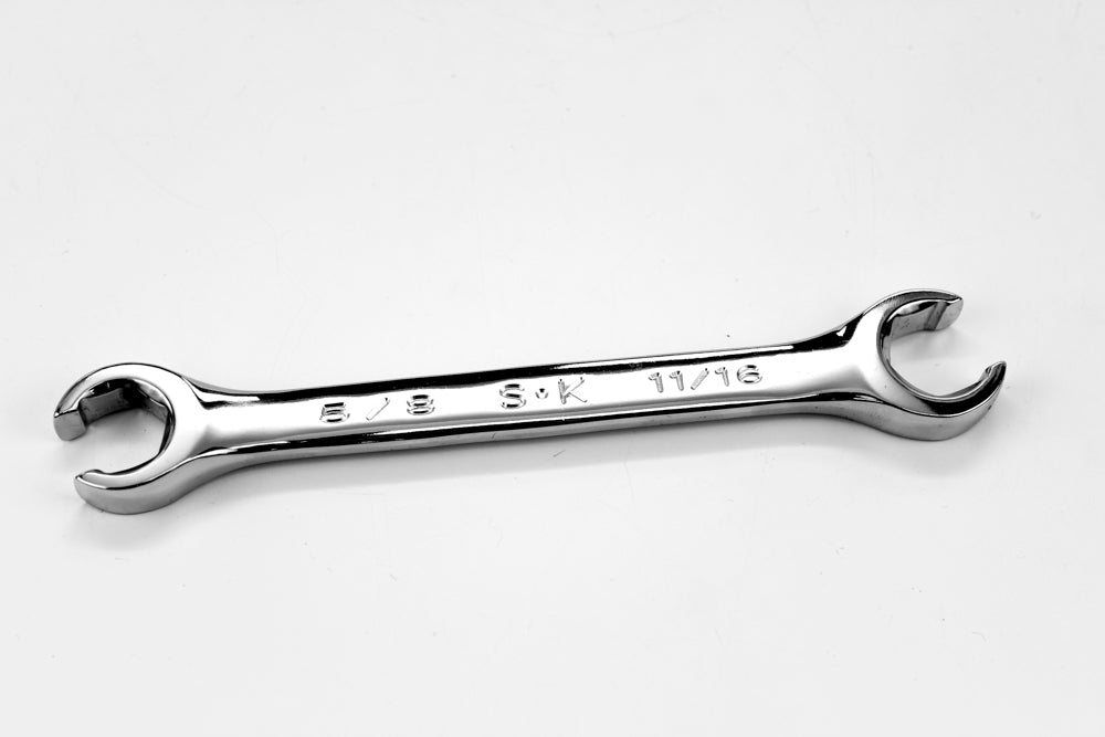 5/8 x 11/16 Fractional Flare Nut Chrome Wrench - Professional Automotive Tool for Tightening Brake Line Fittings and Hydraulic Connections