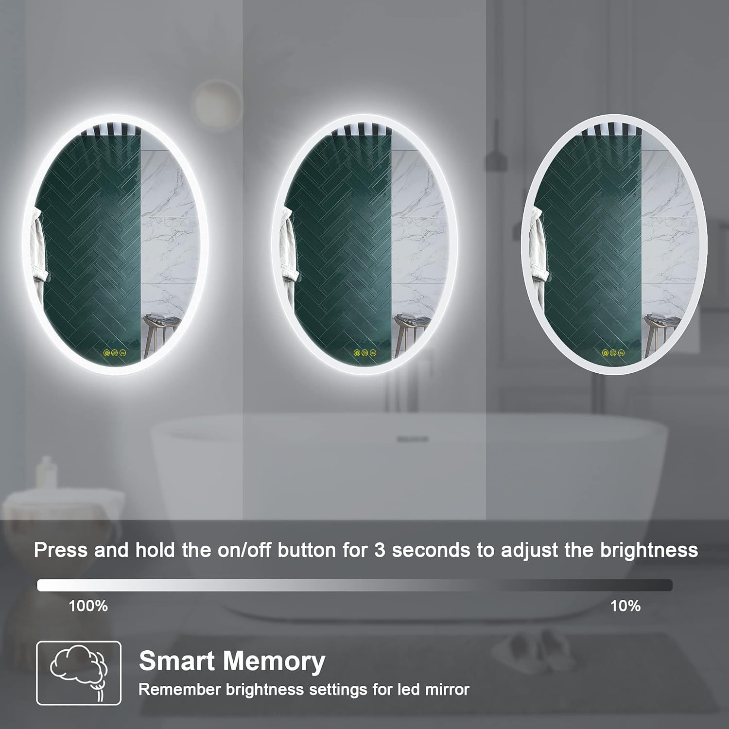 24x32 Inch Oval LED Vanity Mirror with Anti-Fog & Touch Switch - Dimmable 3-Color Lighting for Bathroom, Bedroom, Makeup & Dressing Room - Wall Mounted Bathroom Mirror with Lights