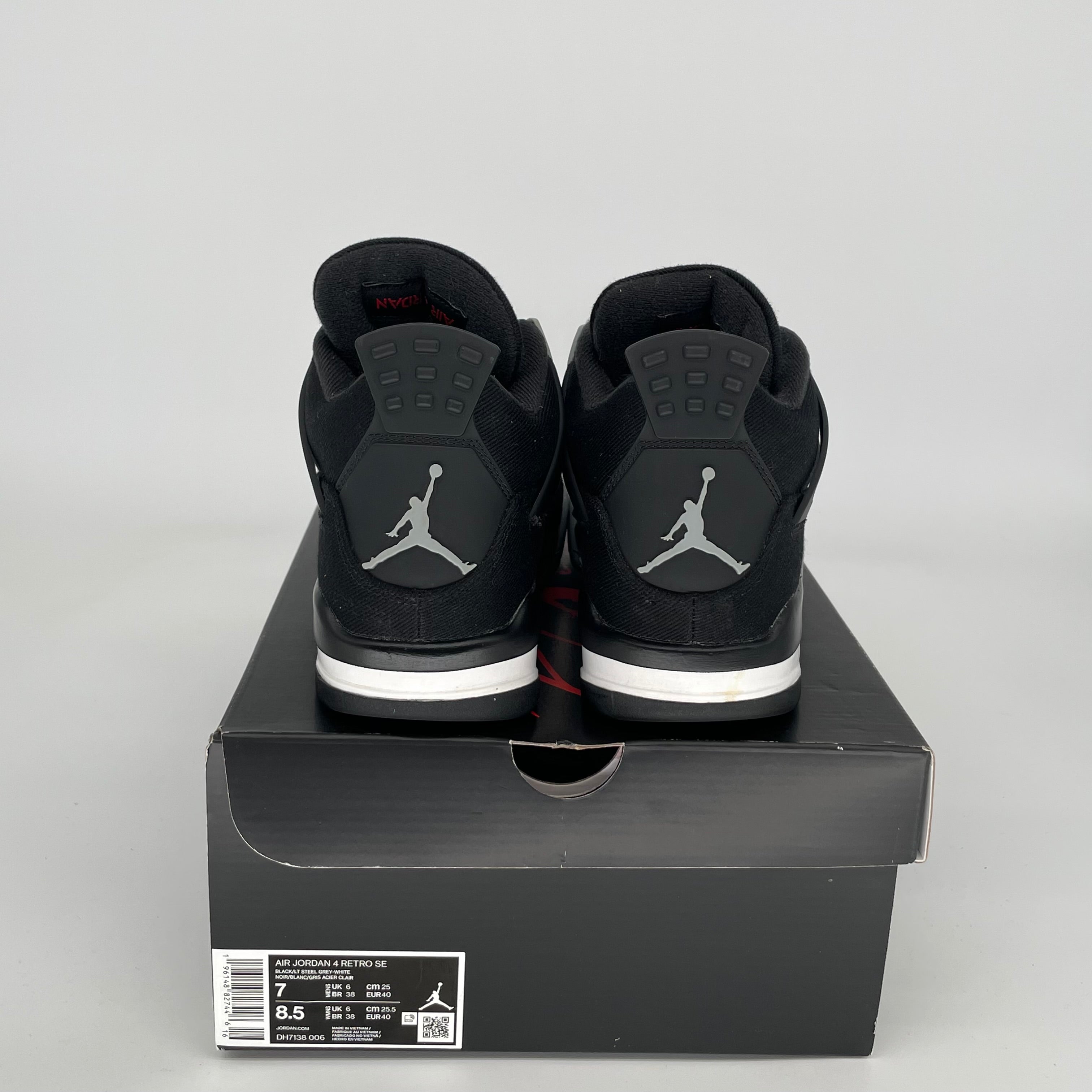 AIR JORDAN 4 Black Canvas Men's Basketball Shoes - Size 7 (DH7138-006) | Retro Sneakers for Streetwear & Casual Outfits