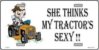 Smart Blonde LP-2010 'She Thinks My Tractor's Sexy' Novelty Metal License Plate - Perfect for Trucks, Farm Vehicles & Country-Themed Home Decor