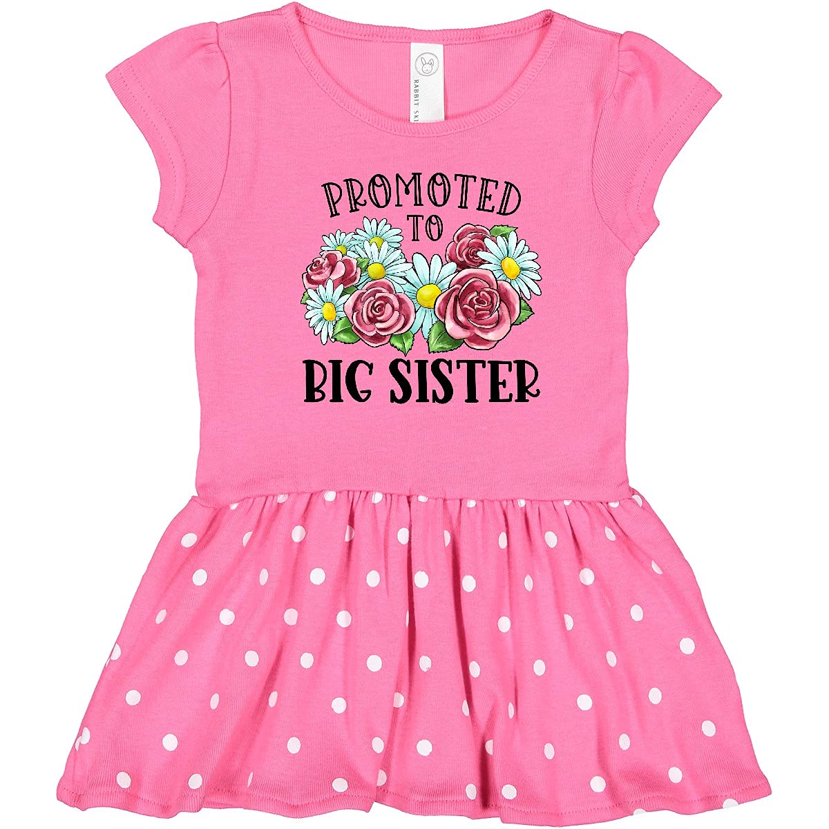 Inktastic Big Sister with Flowers Toddler Dress - Cute Floral Toddler Dress for Special Occasions & Family Photos