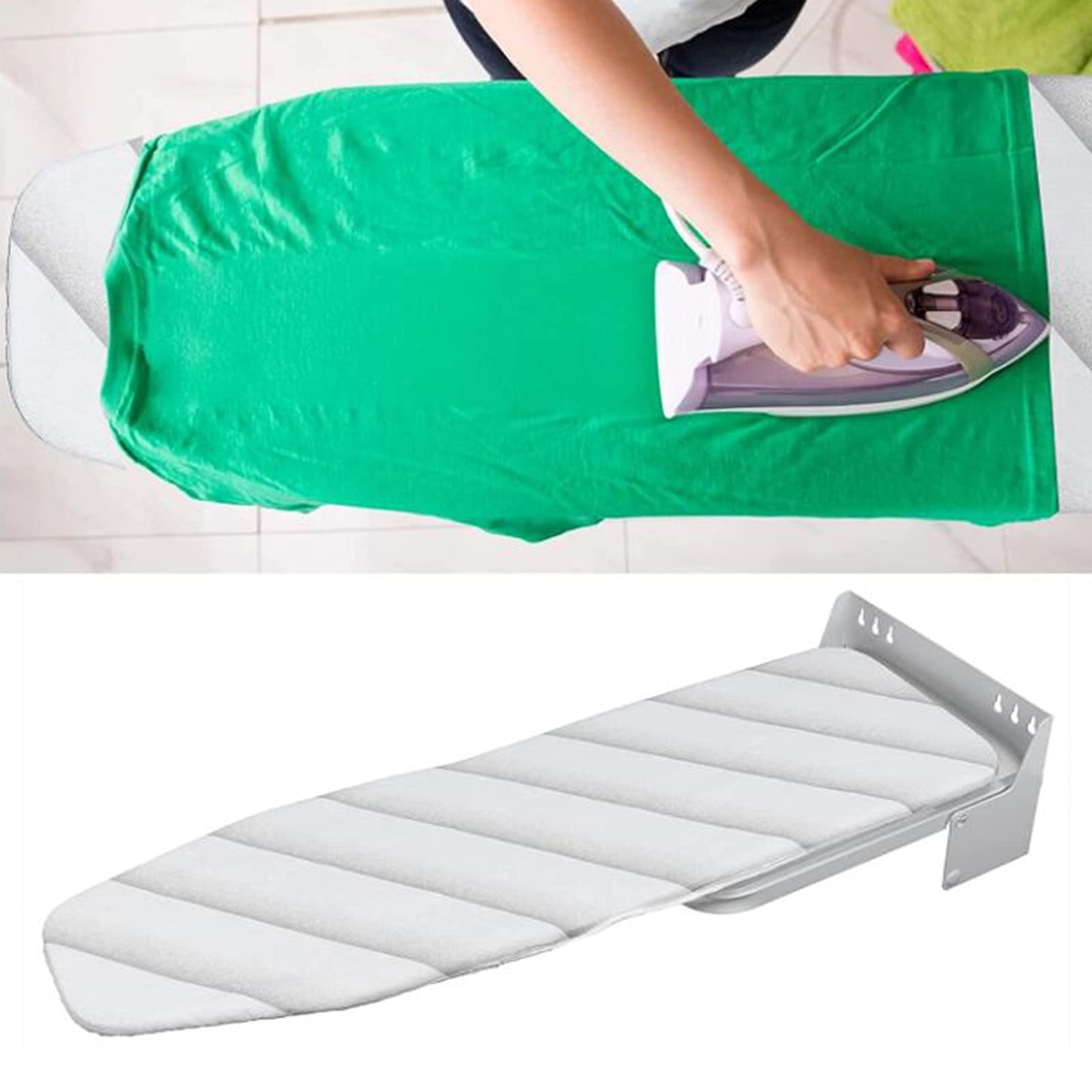 Wall Mounted Ironing Board - 180° Rotatable Space Saving Folding Ironing Table with Heat Resistant Cover | Anti-Scald White Iron Board for Small Spaces & Laundry Rooms | Perfect for Apartments, Dorms & Home Use