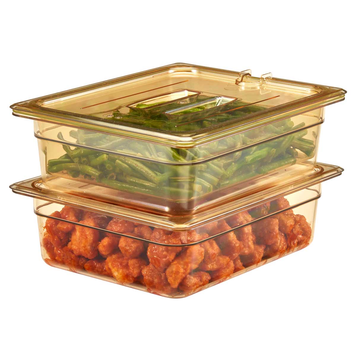 Cambro 24HP150 H Pan 1/2 Size High Heat Food Pan, Amber, 4 Deep - Durable Commercial Food Storage Container for Restaurants, Catering & Food Service - Perfect for Hot Holding, Buffet Serving & Meal Prep