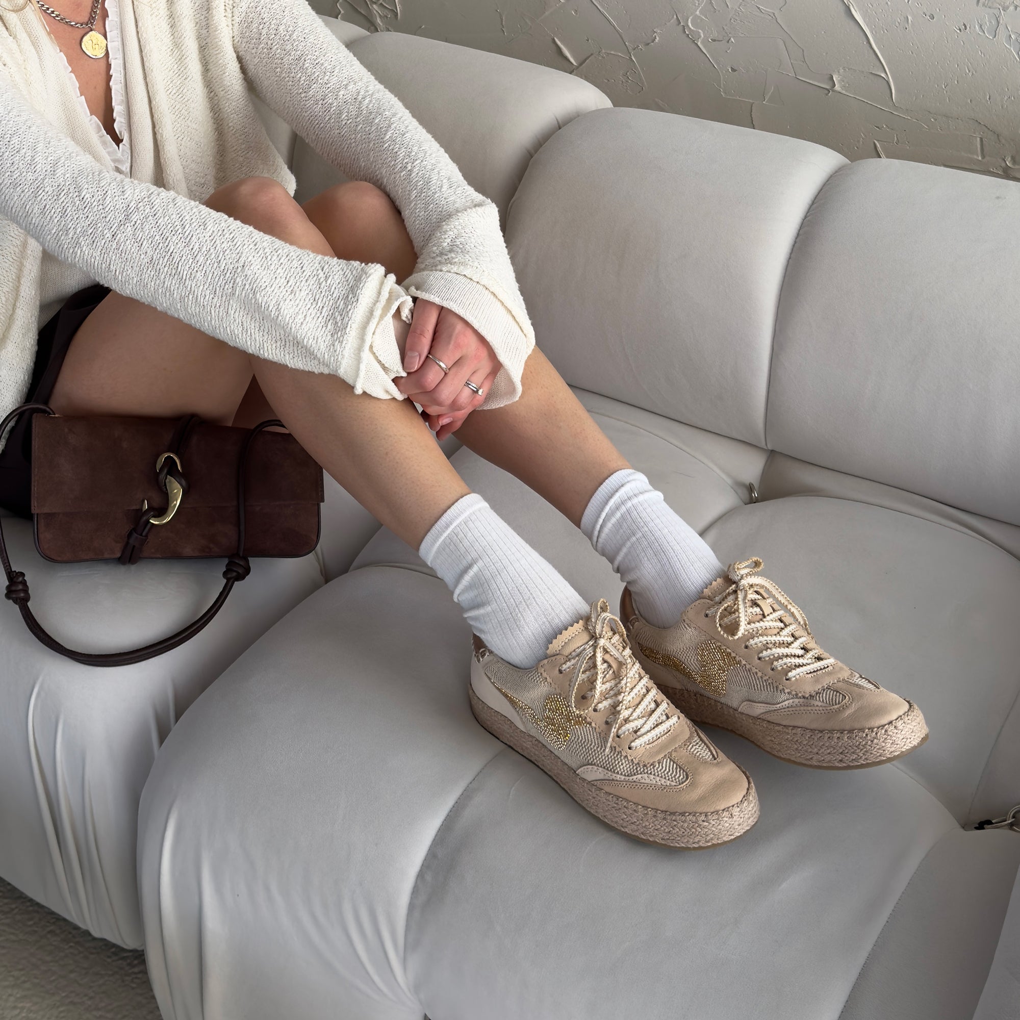 Gold Multi-Color Beaded Espadrille Sneakers for Women - Comfortable Burlap Casual Shoes for Summer, Beach, and Boho Fashion