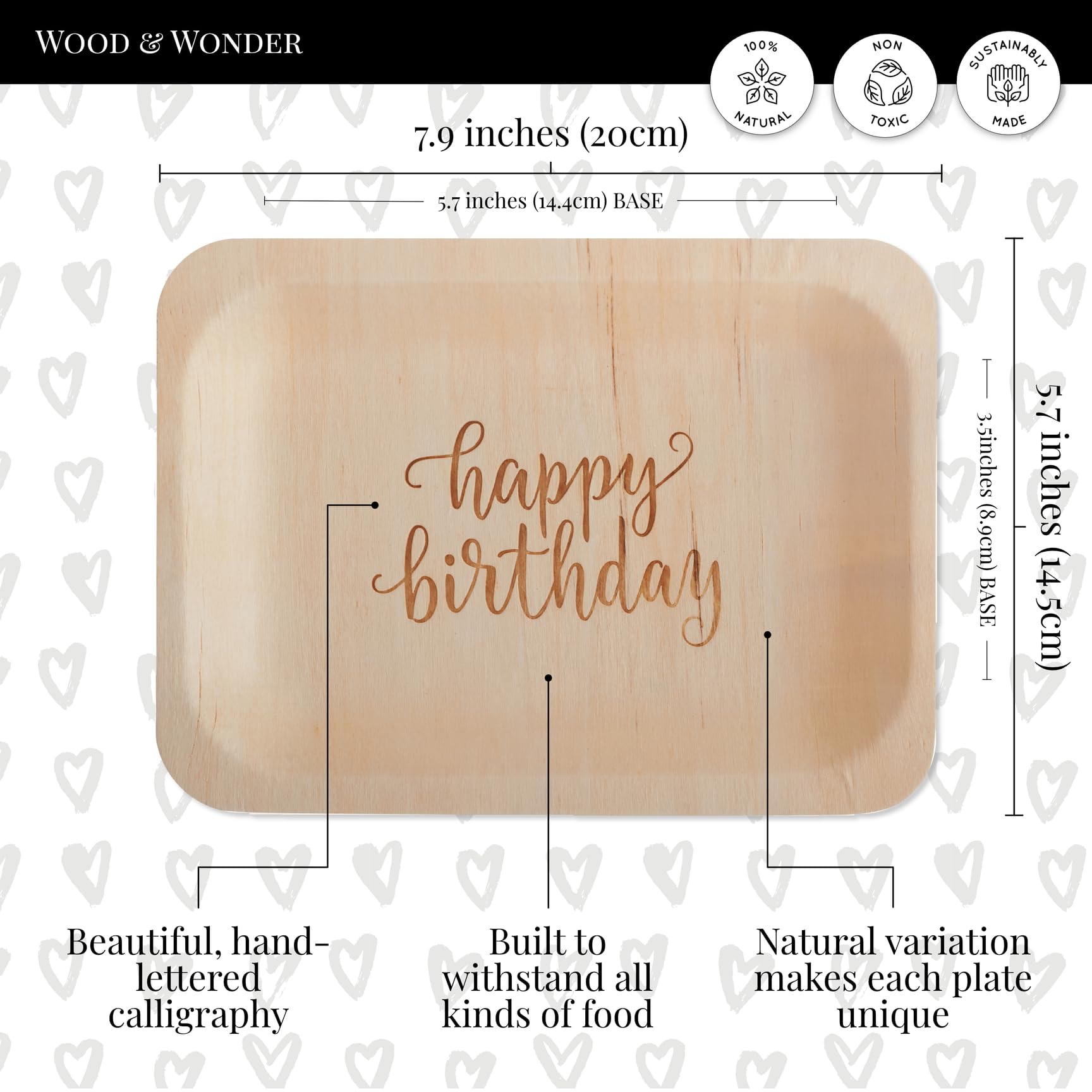 Eco-Friendly Disposable Birthday Party Plates - 50 Pack Biodegradable Compostable Plates for Birthday, Wedding, Baby Shower & Events (Salad/Dessert Size) - Sustainable Alternative to Plastic Tableware