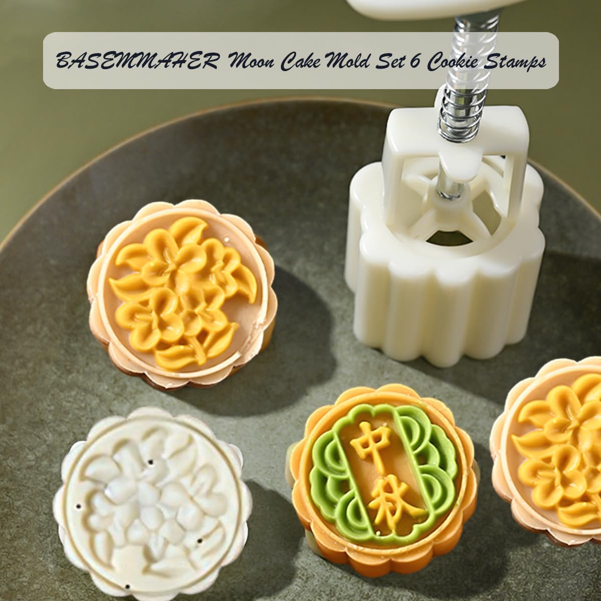 Moon Cake Stamps 6Pcs - DIY Cookie Molds for Mid-Autumn Festival Baking & Dessert Decoration
