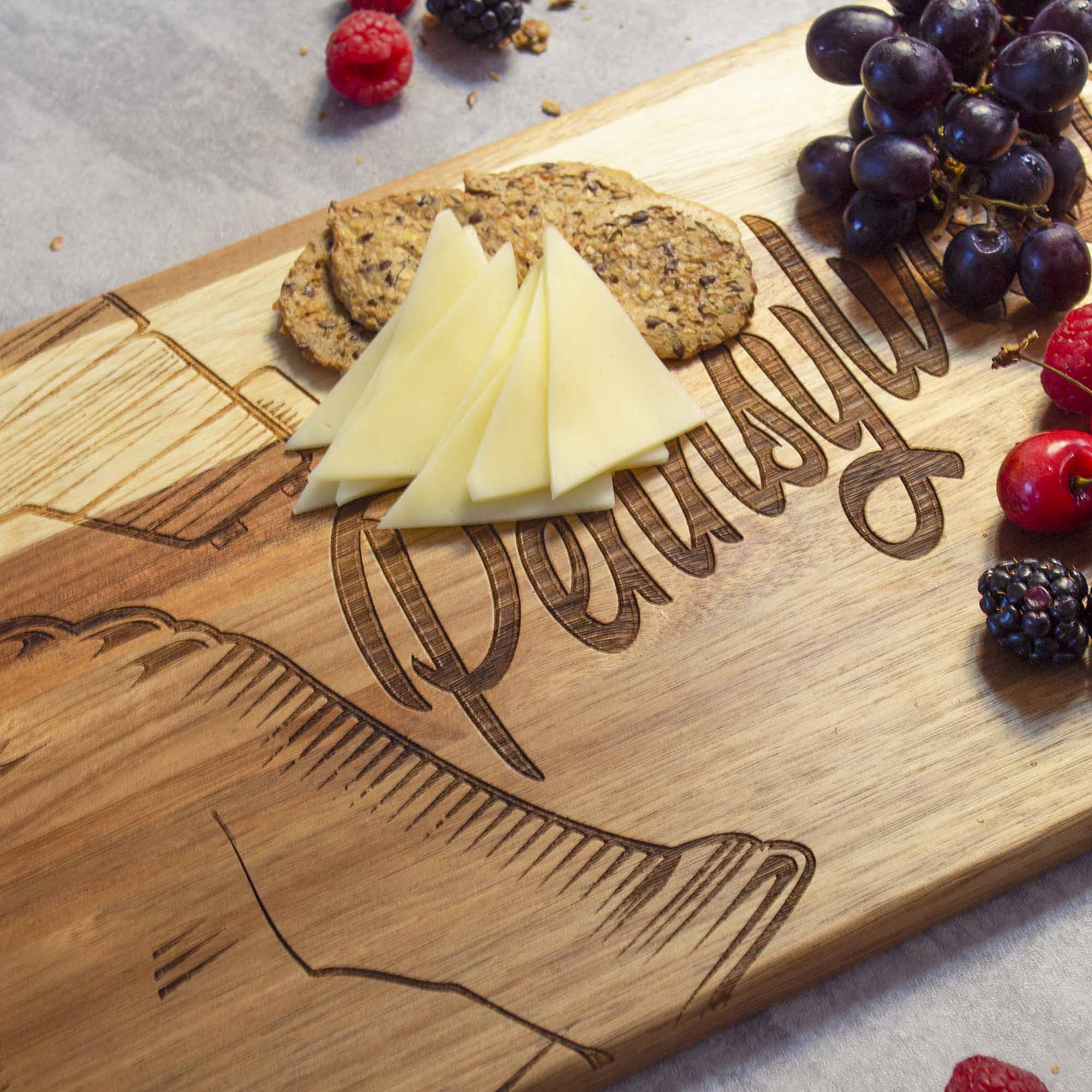 Premium Pennsylvania Wood Cutting Board by Rock & Branch® - Handcrafted Hardwood Charcuterie Board for Cheese, Charcuterie & Entertaining - Perfect for Kitchen, Dining & Gift Giving