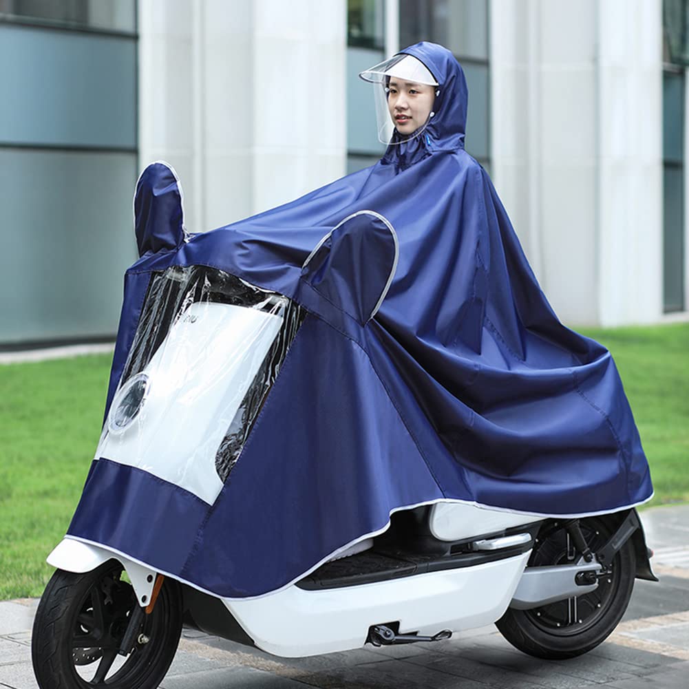 Waterproof Electric Bike Raincoat & Mobility Scooter Cover - Large Rain Poncho with Visor for Cycling, Motorcycle & Scooter (Navy Blue, Size 4XL) - Ideal for Commuting, Outdoor Adventures & Rainy Day Protection