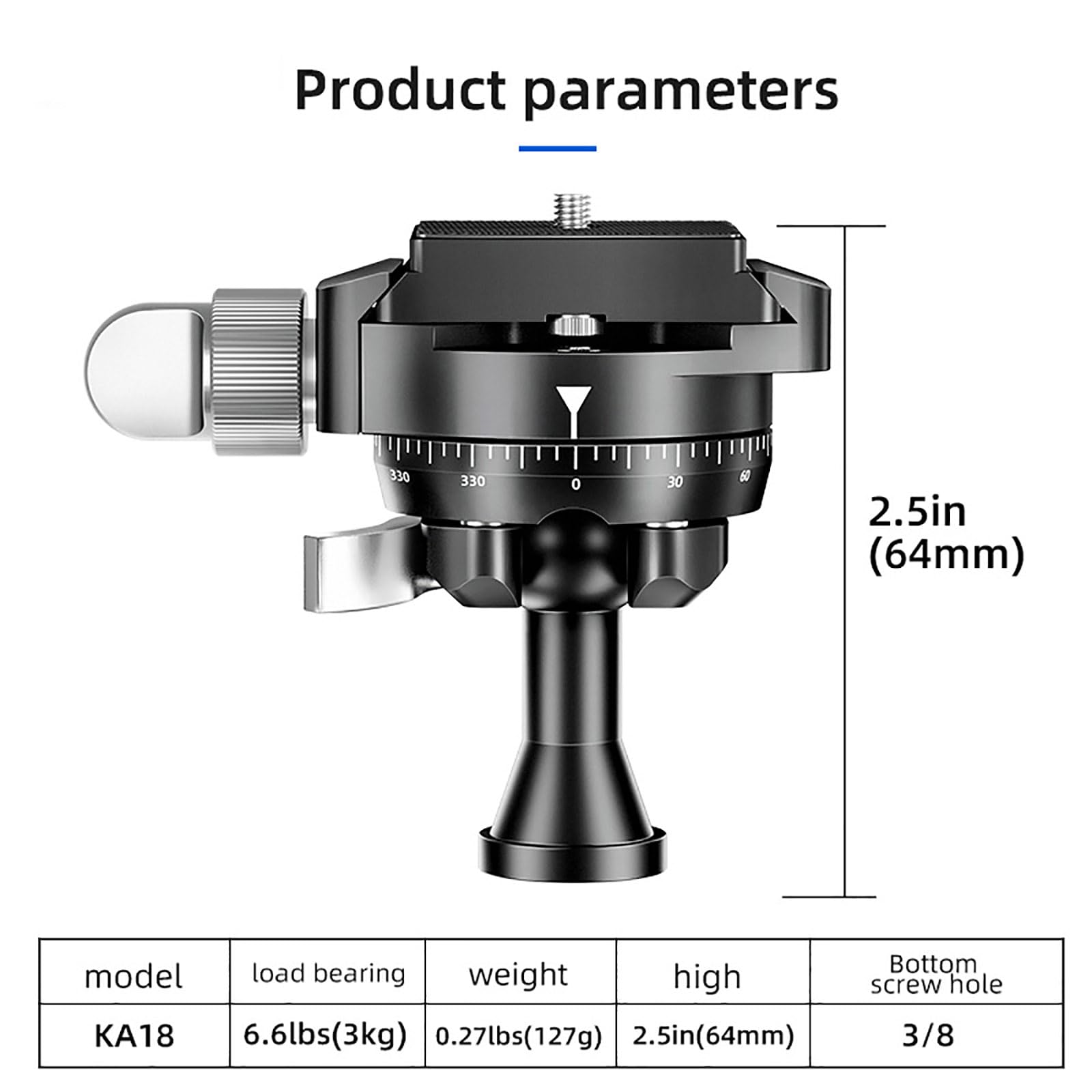 KA18 Mini Panoramic Reverse Ball Head - Aluminum Alloy Gimbal Mount for DSLR & Action Cameras | Portable Camera Stabilizer for Vlogging, Travel & Sports Filming