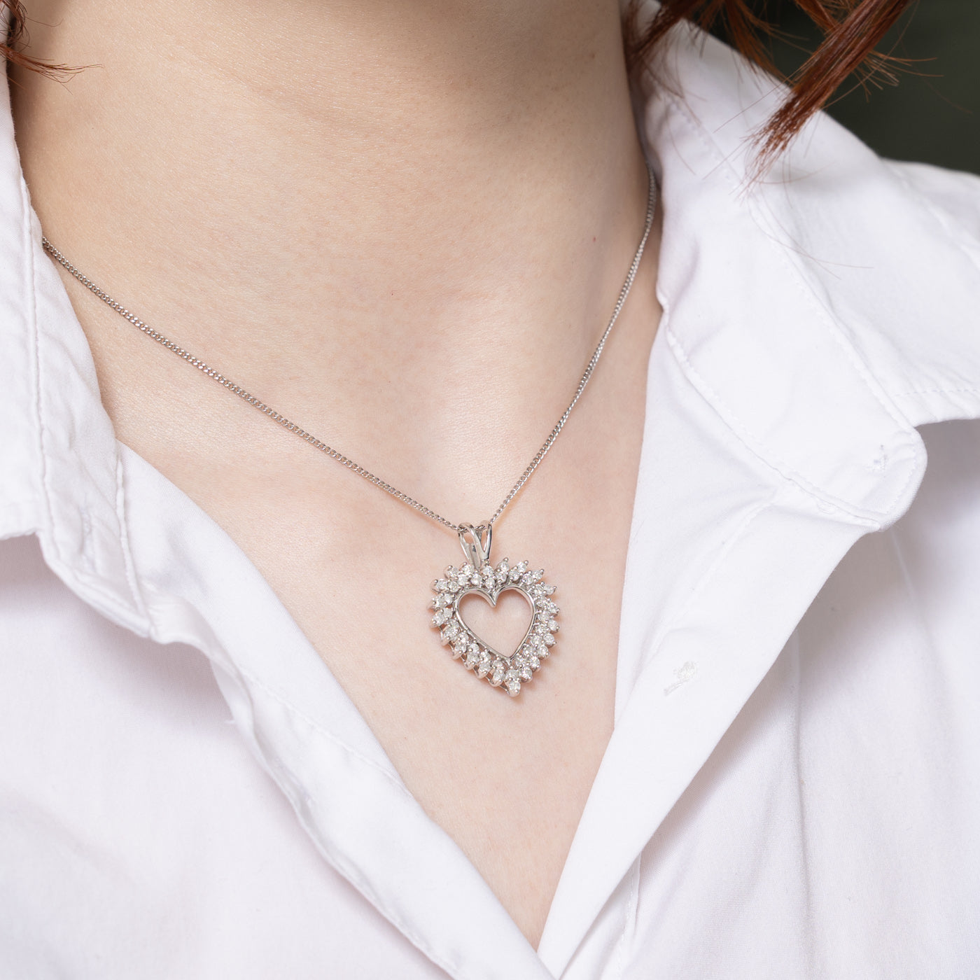 1.00ctw Diamond Open Heart Pendant Necklace - Elegant 14K Gold Jewelry Gift for Women, Perfect for Valentine's Day, Anniversary & Special Occasions