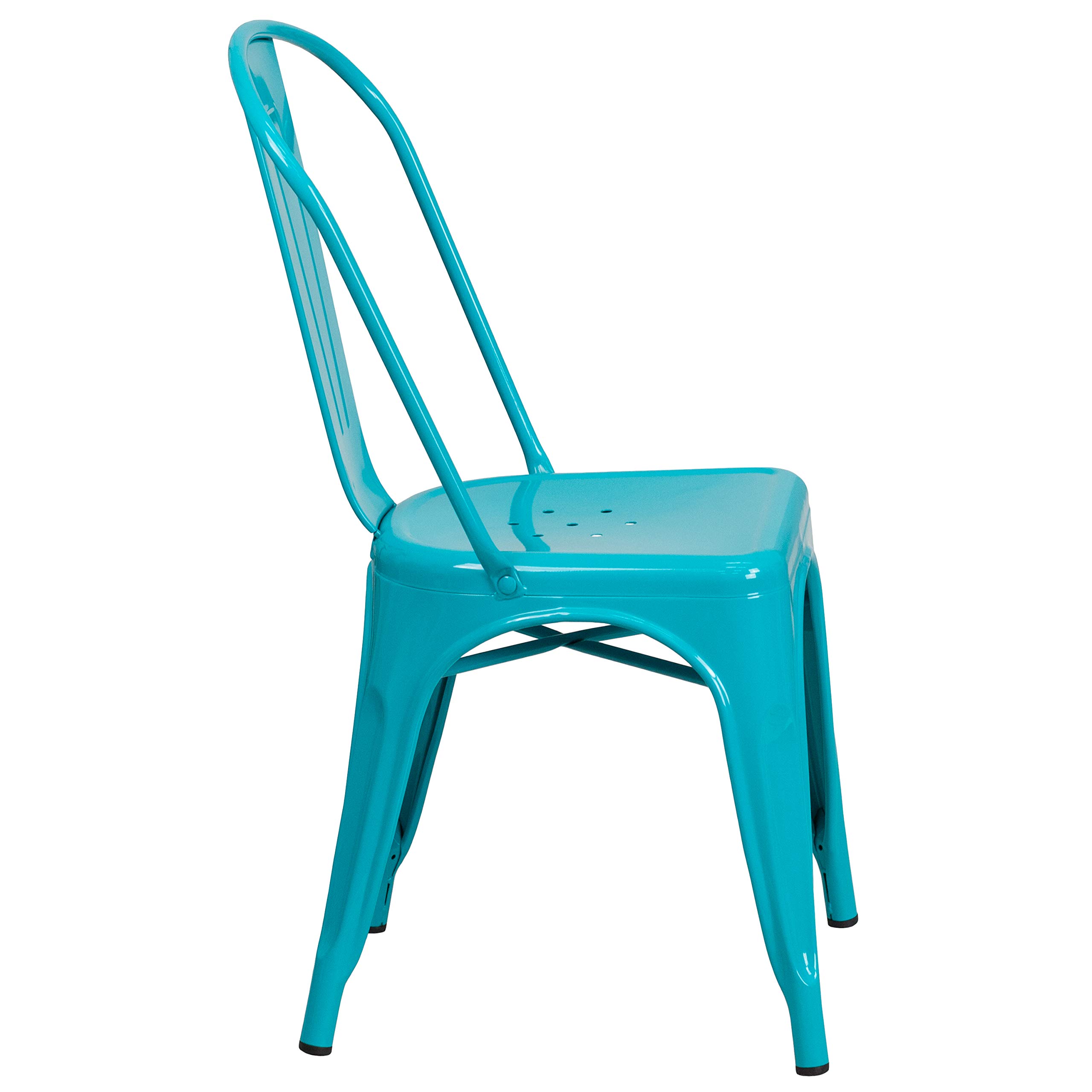 EMMA + OLIVER Commercial Grade Teal-Blue Metal Stackable Chair for Indoor & Outdoor Use - Perfect for Restaurants, Cafes, Patios, and Events