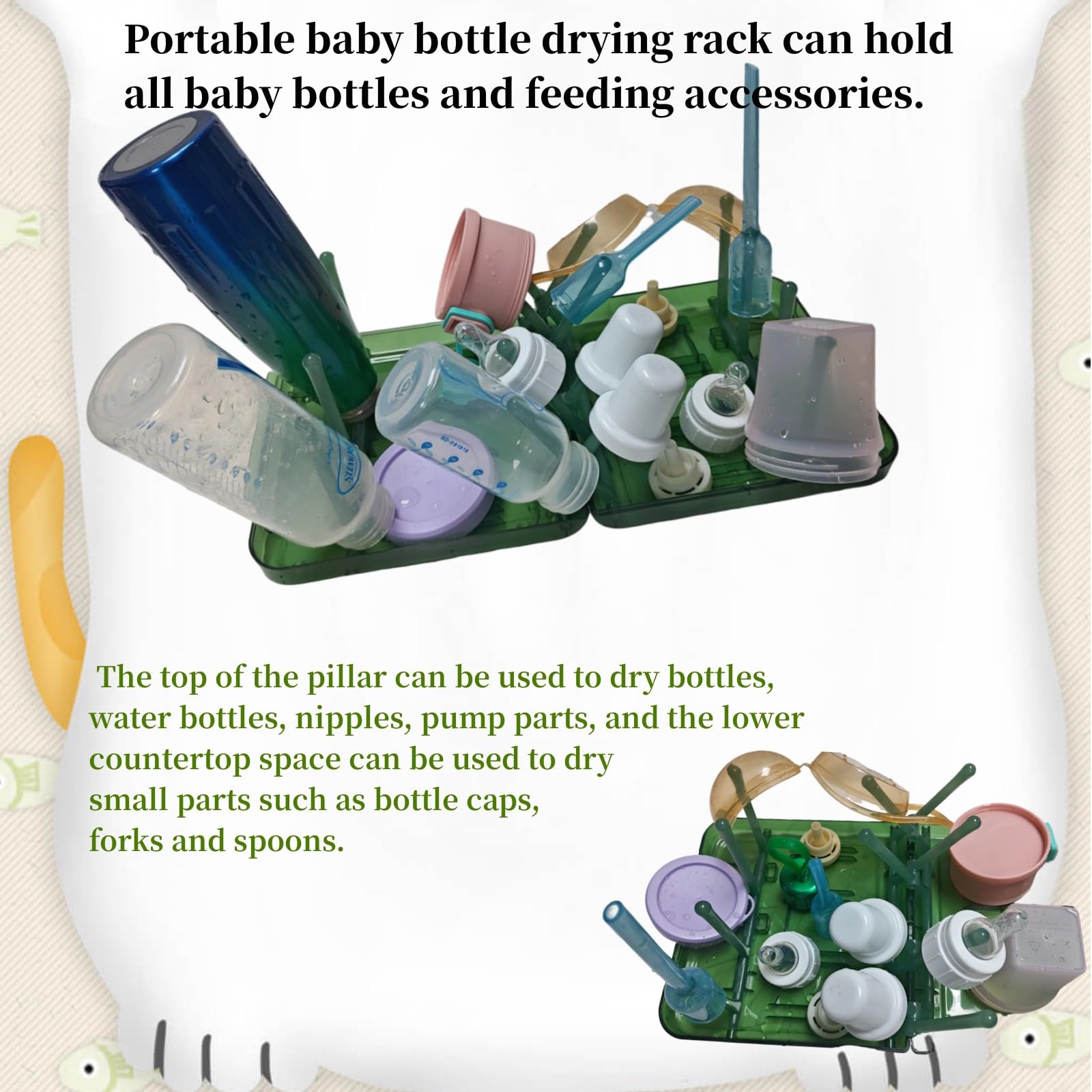Foldable Baby Bottle Drying Rack - 16 Ribs Space-Saving Design for Travel & Daily Use