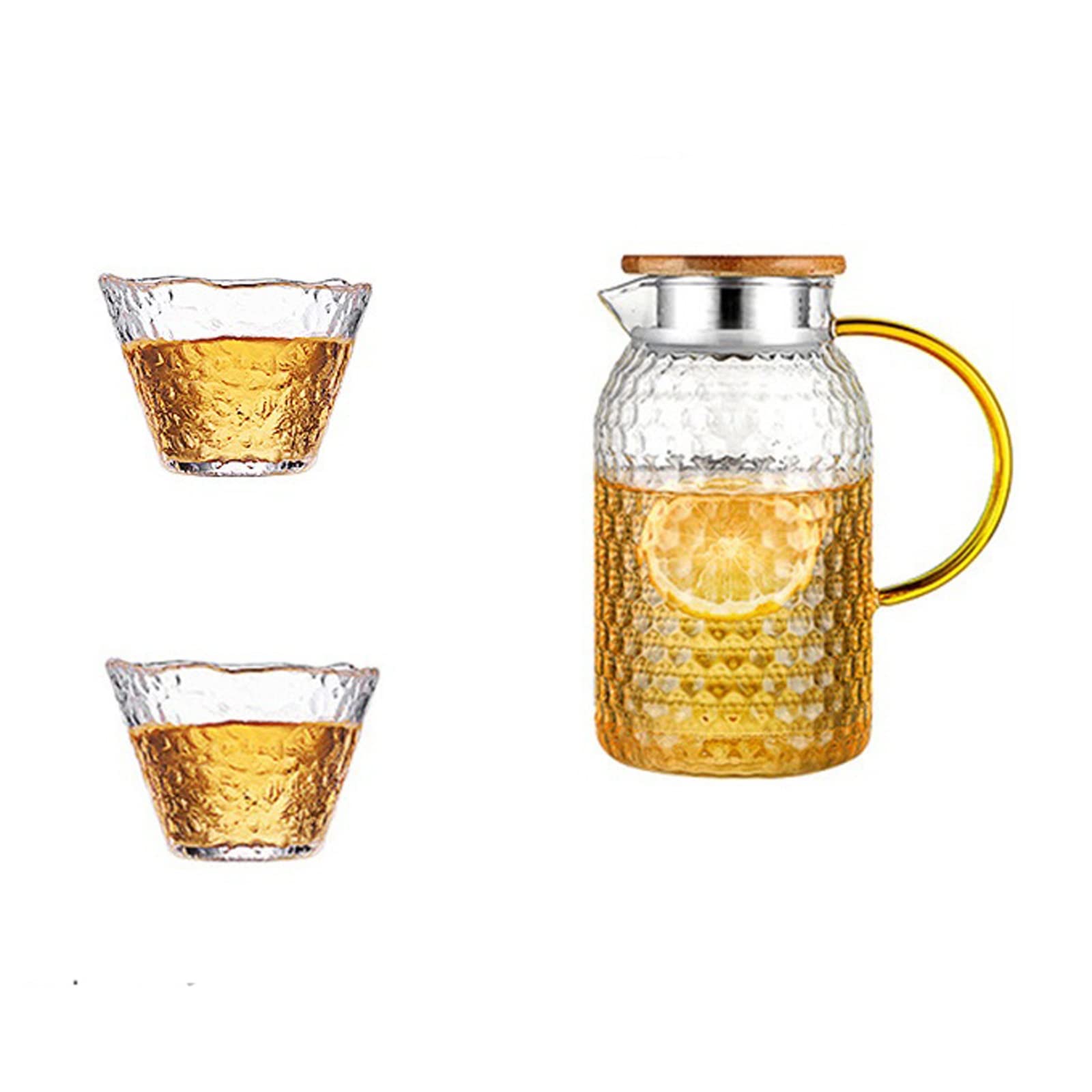 Premium 1500ml Heat-Resistant Glass Water Carafe Pitcher with Cups - Square Kettle for Tea, Coffee & Home Use - BPA-Free Boiling Water Jug Set (Color: A) - Perfect for Kitchen, Office & Entertaining