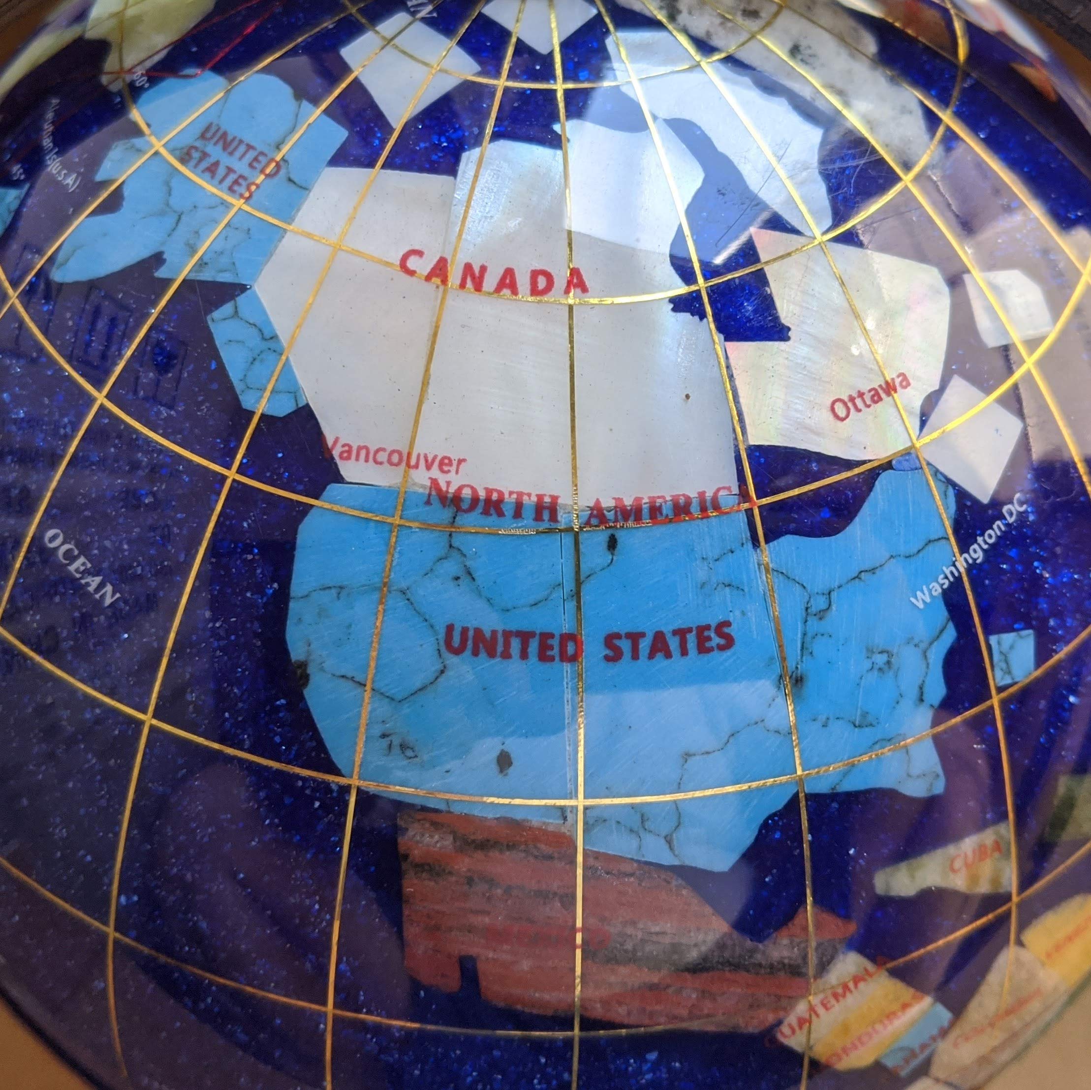 10-Inch Blue Crystallite Ocean Gemstone Globe with Silver Tripod Stand - Unique Art Tabletop Decoration for Home Office, Gift & Feng Shui Decor