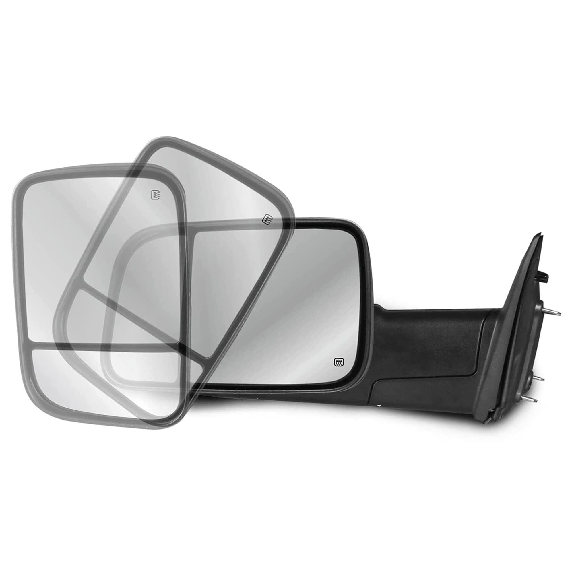 MOSTPLUS Left Driver Side Power Heated Mirror with Foldaway LED Turn Signal & Puddle Lights - Compatible with 2009-2018 Ram 1500 2500 3500 / 2019-2023 Ram 1500 Classic - Black - Perfect for Winter Driving & Nighttime Visibility