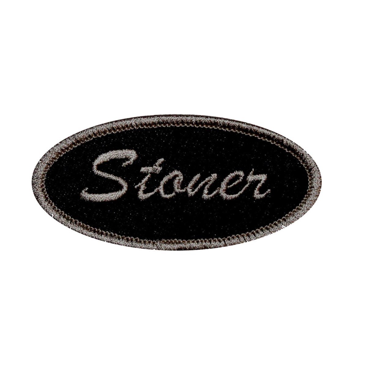 Stoner Name Tag Patch - Black Embroidered Iron-On Applique for Pot Head & Cannabis Enthusiasts - Perfect for Jackets, Hats & DIY Projects