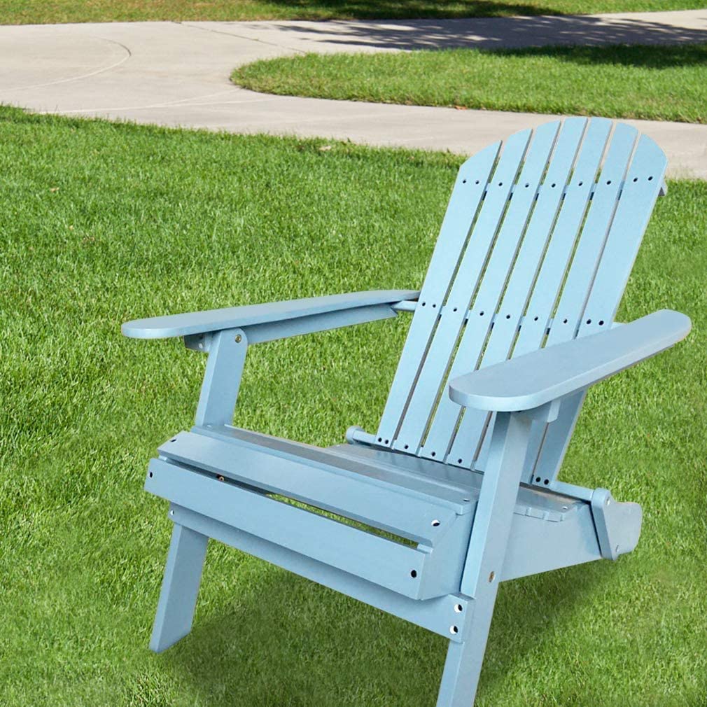 Solid Wood Folding Adirondack Chair - Weather-Resistant Outdoor Patio Furniture with Arms for Deck, Backyard, Garden & Poolside - Perfect for Relaxing, Sunbathing and Outdoor Entertaining