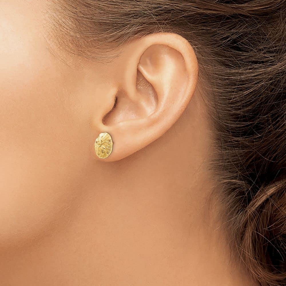 10k Yellow Gold Sand Dollar Stud Earrings for Women - Hypoallergenic, Dainty & Elegant - Perfect for Beach Weddings, Summer Vacations & Boho Fashion