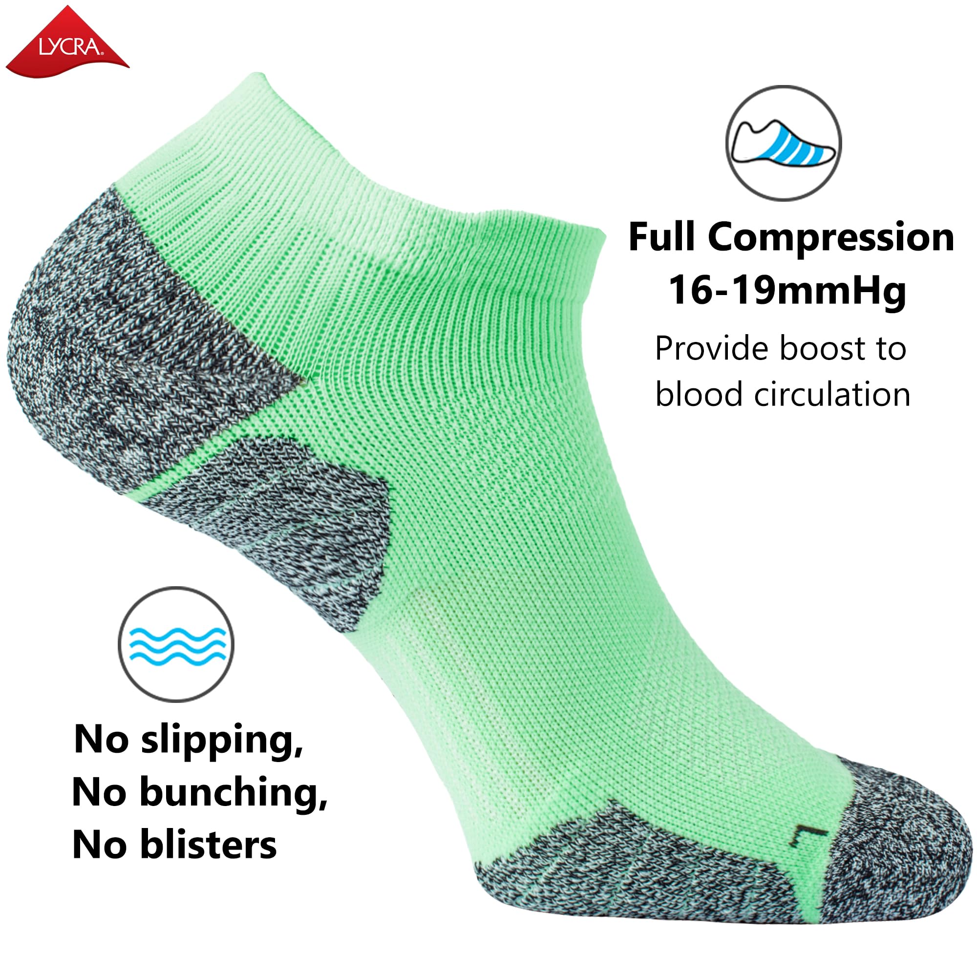 Breathable Cushioned Compression Athletic Socks for Men & Women - Moisture Wicking Multipack for Running, Gym & Sports | CWVLC Unisex Performance Ankle Socks
