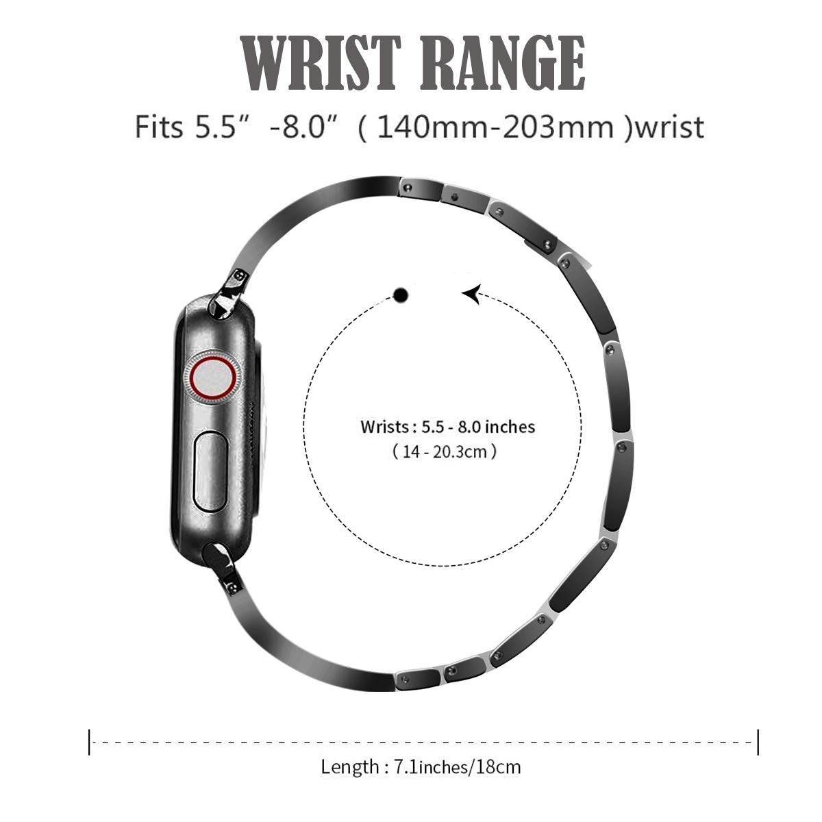 BestMin Bling Replacement Band Compatible with Apple Watch 38mm 40mm 42mm 44mm - Stylish Women's Wrist Strap for Apple Watch SE, Series 6/5/4/3/2/1 - Perfect for Workouts, Parties & Everyday Wear (Black)