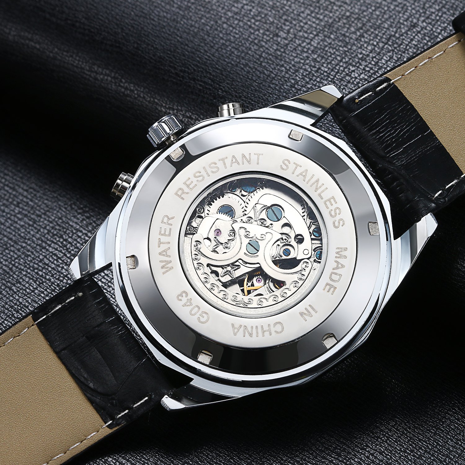 Lancardo Skeleton Dial Automatic Mechanical Men's Watch - Stainless Steel Bracelet, Round Case, Luxury Timepiece with Gift Box - Perfect for Business, Formal Events & Gifts