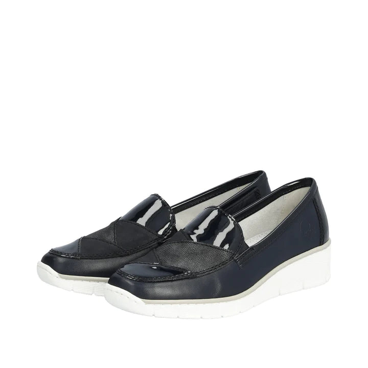 Rieker 53785 Dark Blue Women's Comfortable Slip-On Shoes for Casual Wear & Everyday Use