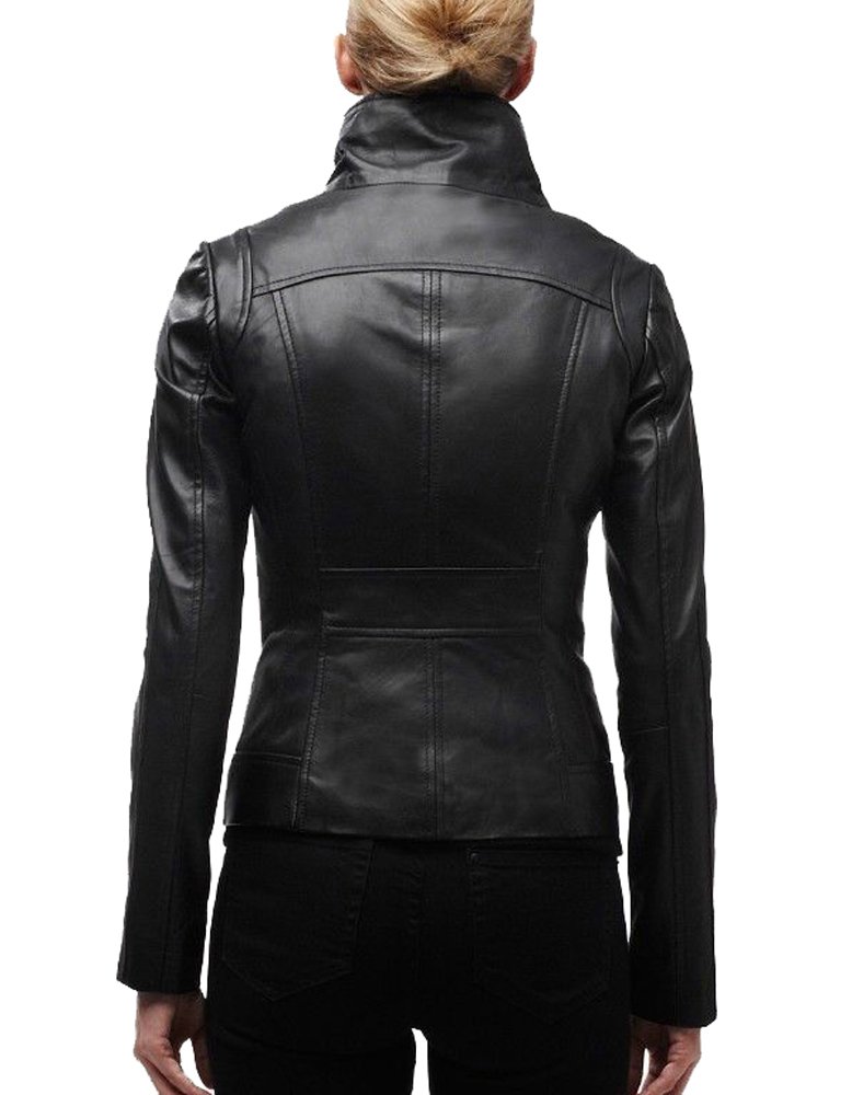 Women's Lambskin Leather Bomber Jacket - Stylish Biker Jacket for Winter - Soft & Smooth Genuine Leather Outerwear - Perfect for Casual Wear, Motorcycle Riding & Night Out