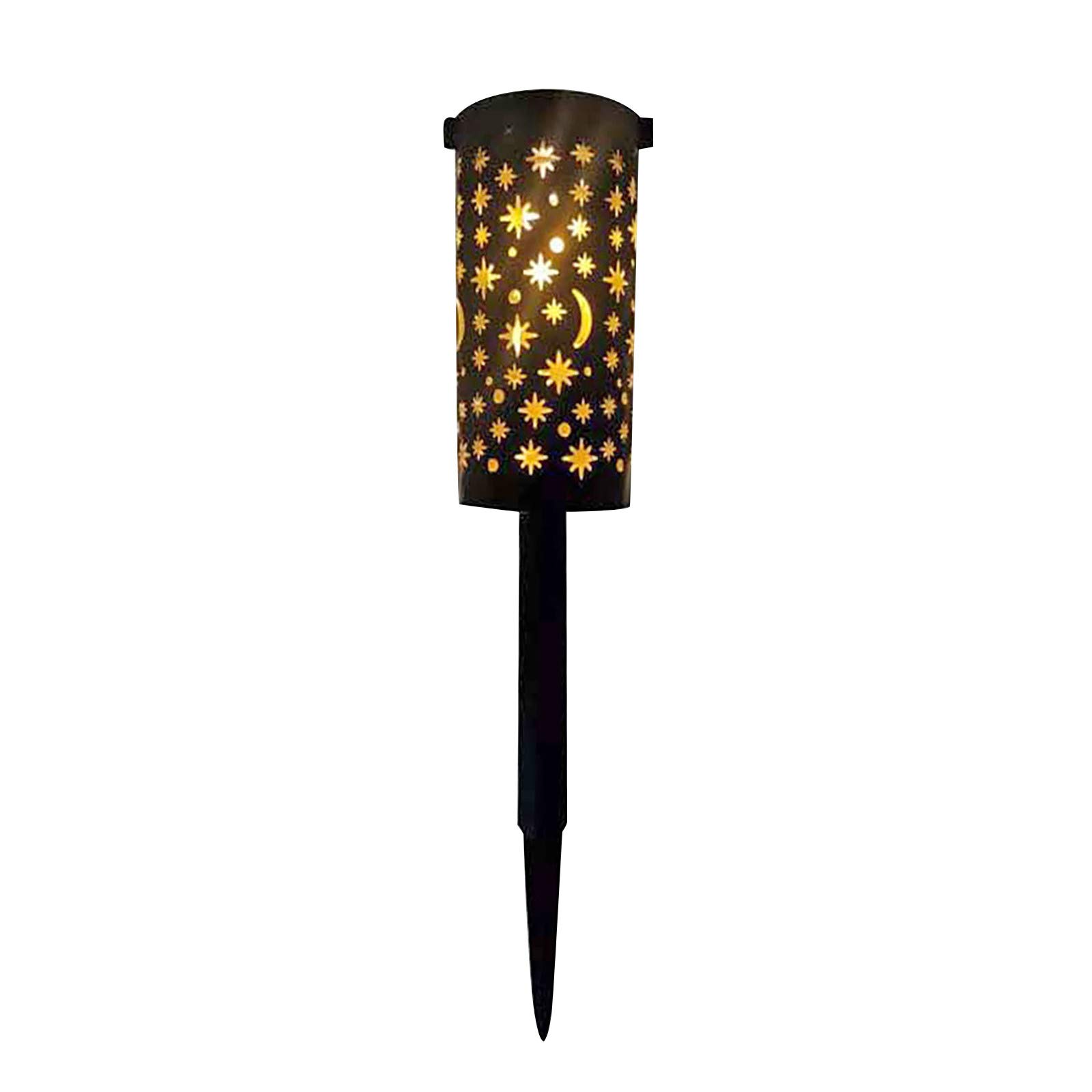 Solar Powered Wrought Iron Hollow Lawn Lamp - Star and Moon Design Outdoor Solar Lights for Garden, Yard, Pathway, Patio Decor | Weather-Resistant & Energy-Efficient Landscape Lighting for Evening Ambiance