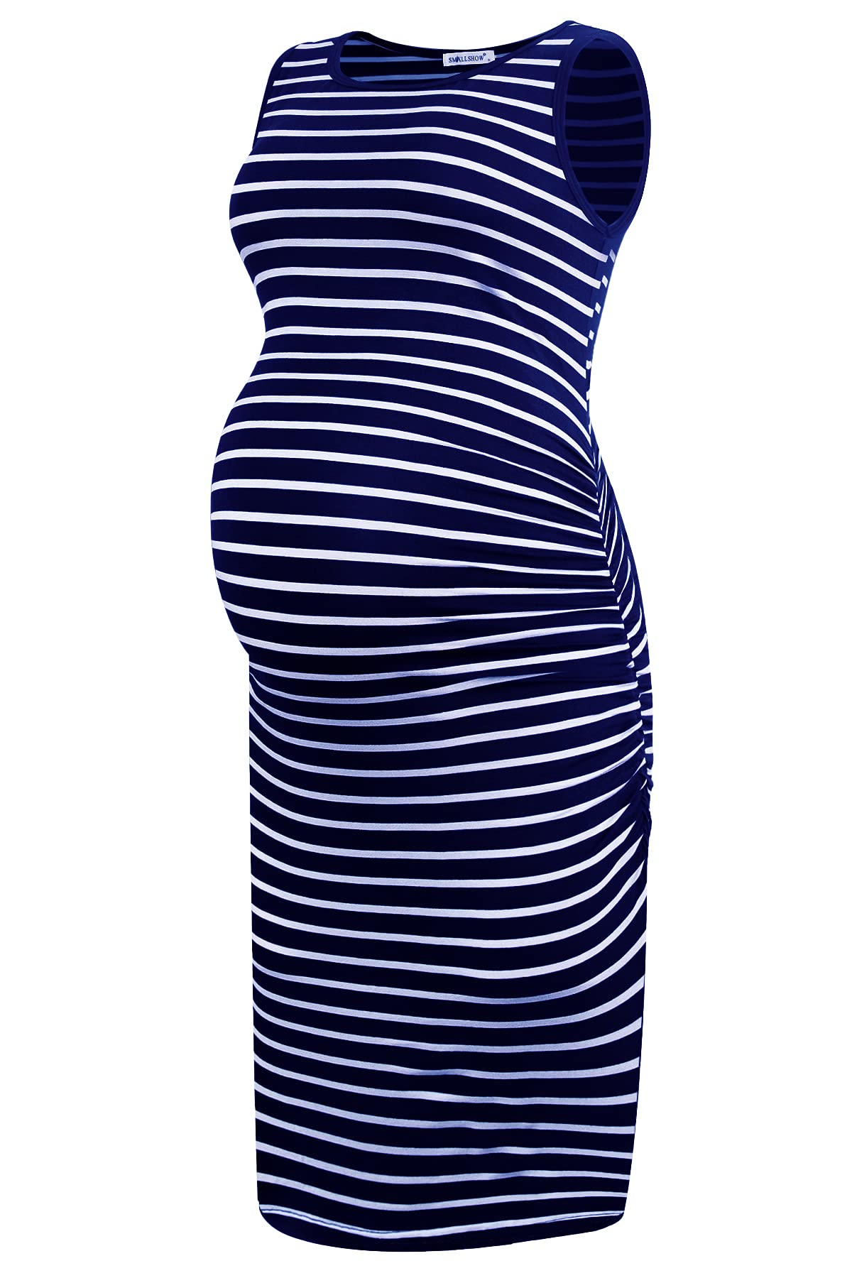 Smallshow Women's Sleeveless Maternity Dress - Stretchy Ruched Pregnancy Clothes for Summer, Nursing & Baby Shower - Comfortable Maternity Wear for Casual Outings & Special Occasions